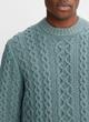 Merino Wool-Cashmere Aran Cable Crew Neck Sweater image number 1