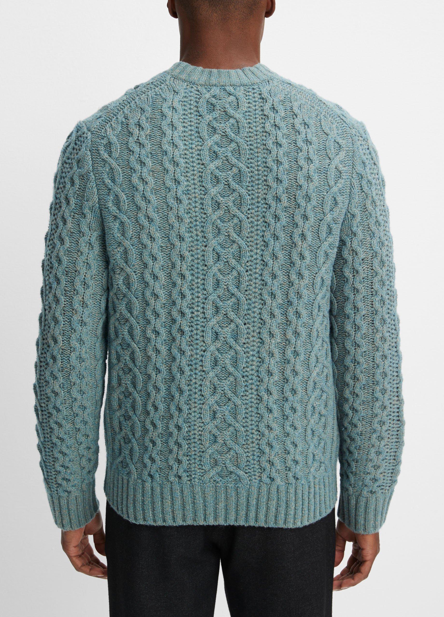 cable wool cashmere crewneck sweater