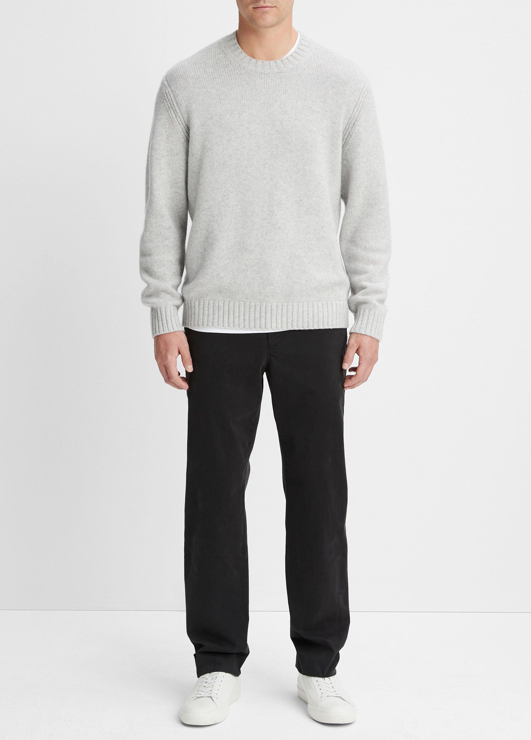 빈스 Vince Wool-Cashmere Relaxed Crew Neck Sweater,LIGHT HEATHER GREY