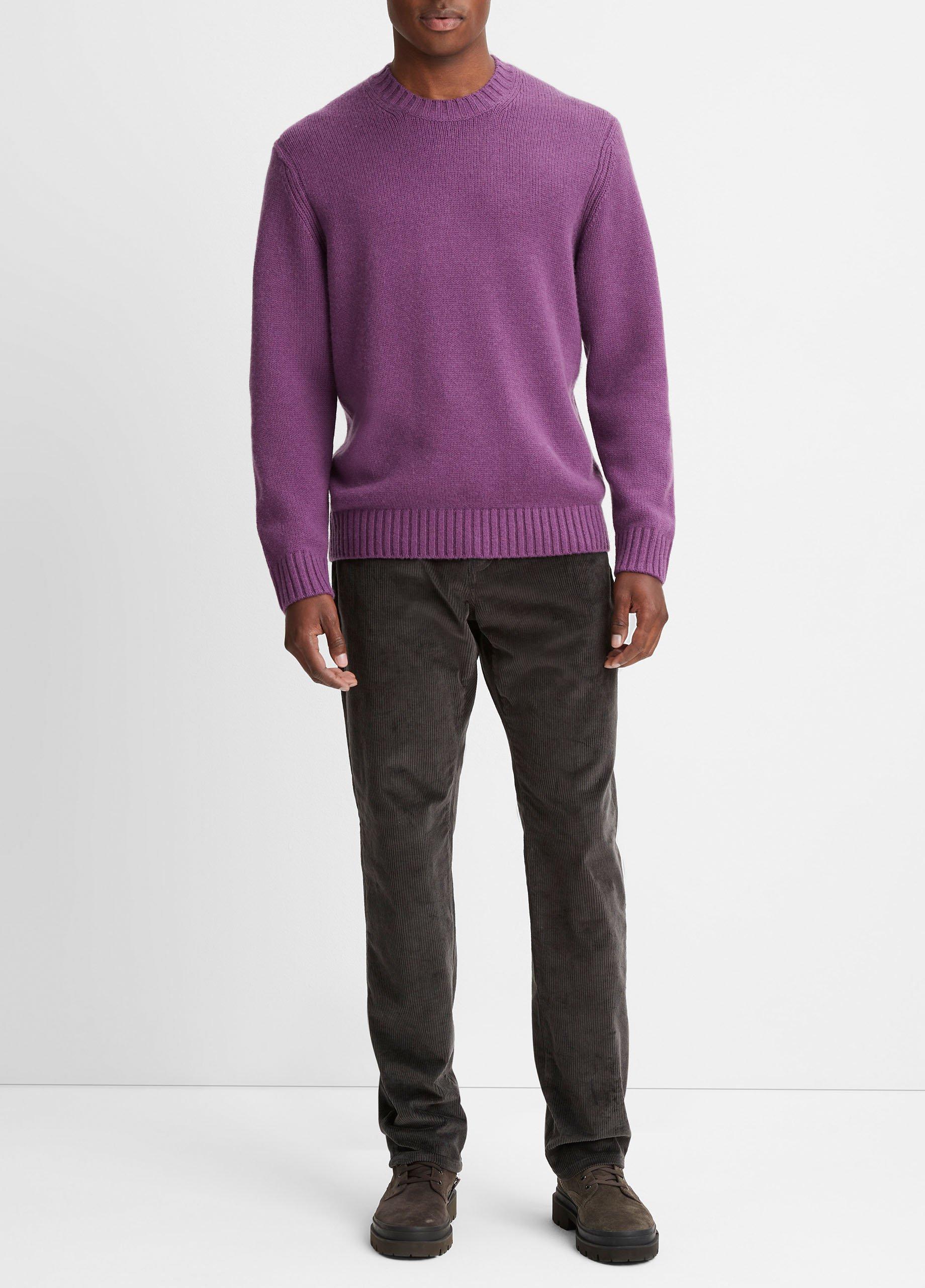 빈스 Vince Wool-Cashmere Relaxed Crew Neck Sweater,PURPLE STONE