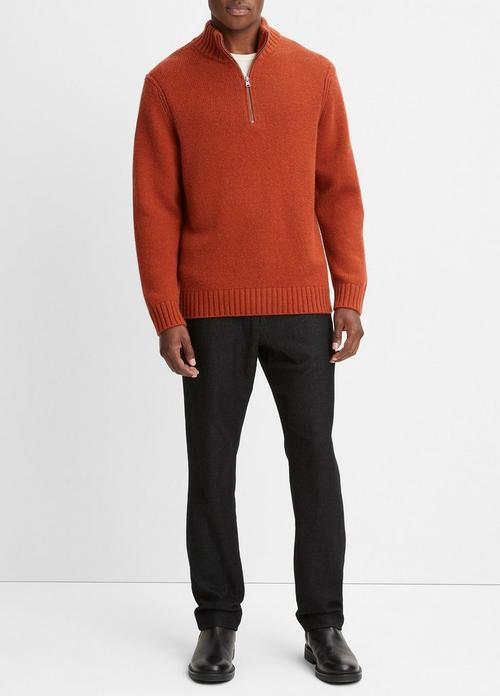 Wool-Cashmere Relaxed Quarter-Zip Sweater