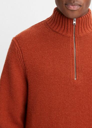 Wool Cashmere Rib Half Zip Sweater