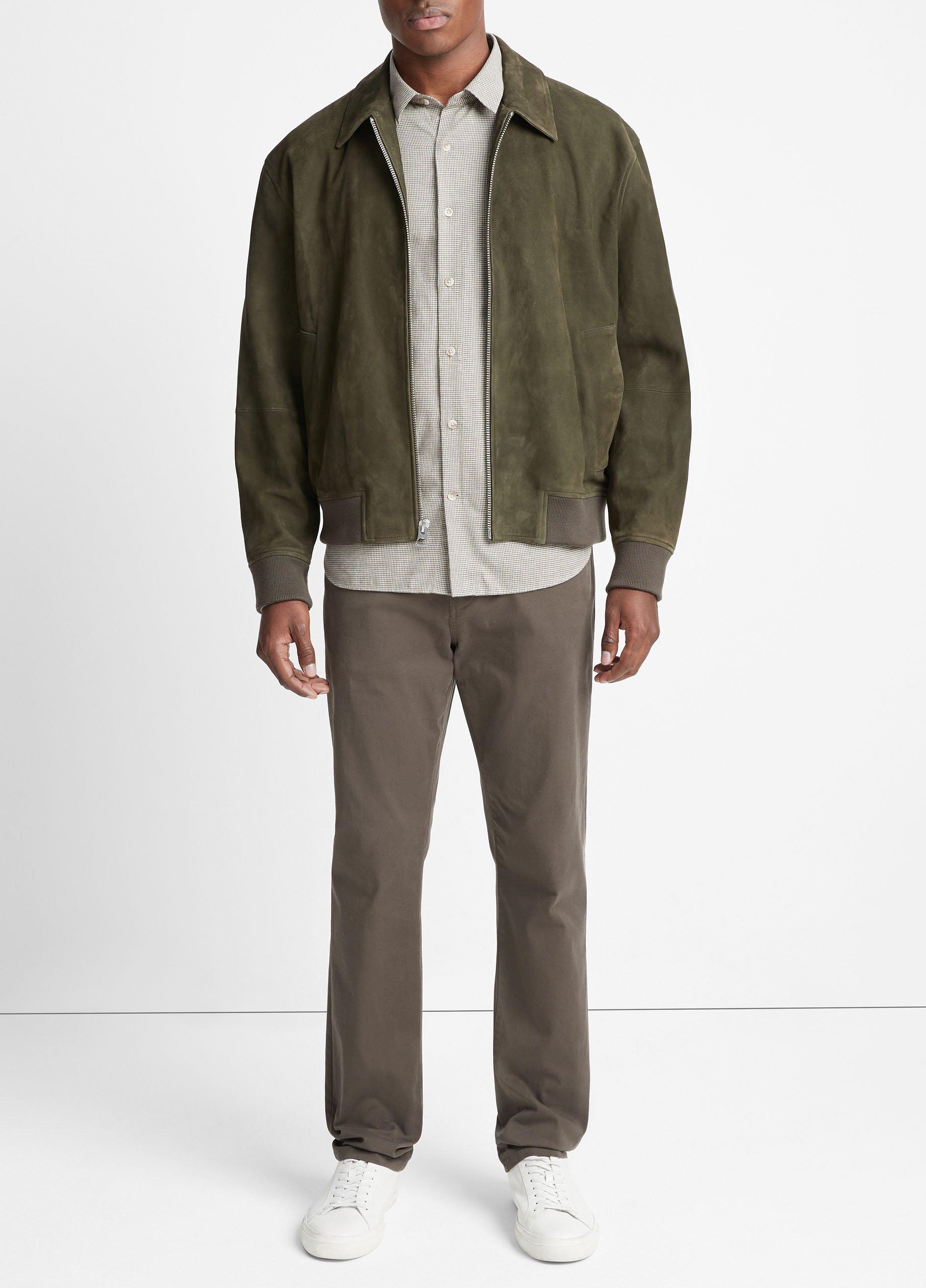 빈스 Vince Suede Bomber Jacket,DARK CARRILLO GREEN