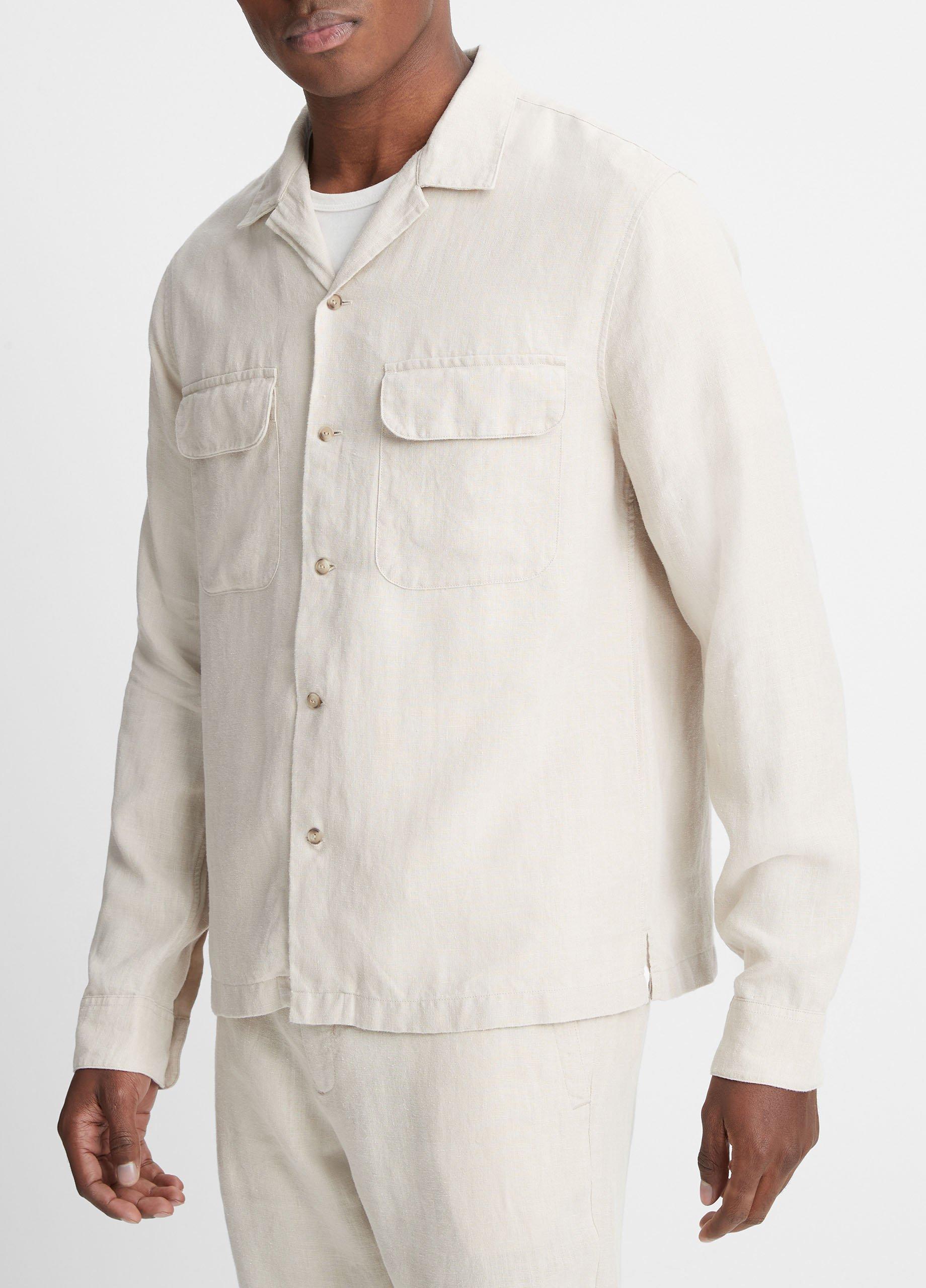 Long Sleeve Camp Collar Shirt - White Eyelet – SHADES OF GREY BY