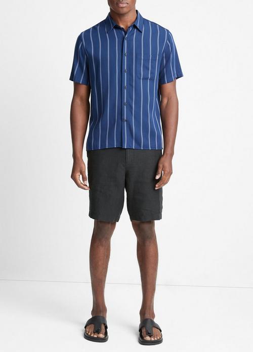 빈스 Vince Pacifica Stripe Short-Sleeve Shirt,ROYAL BLUE/COBALT