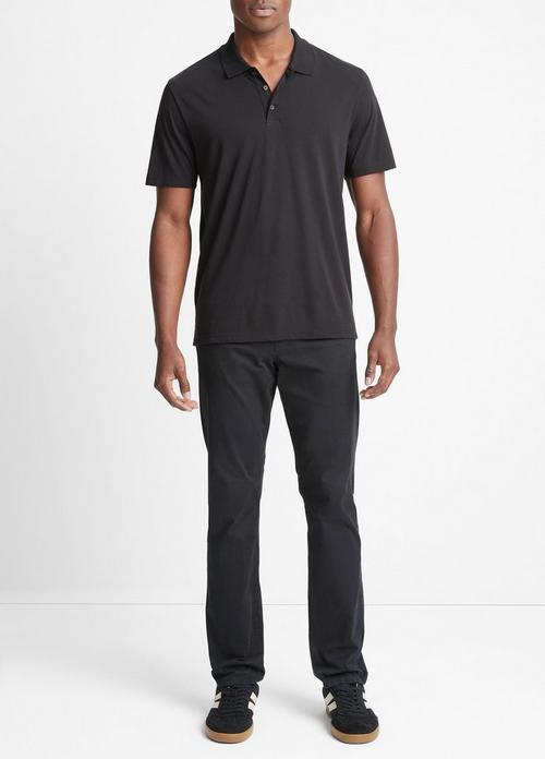 빈스 Vince Pima Cotton Short-Sleeve Polo Shirt,BLACK