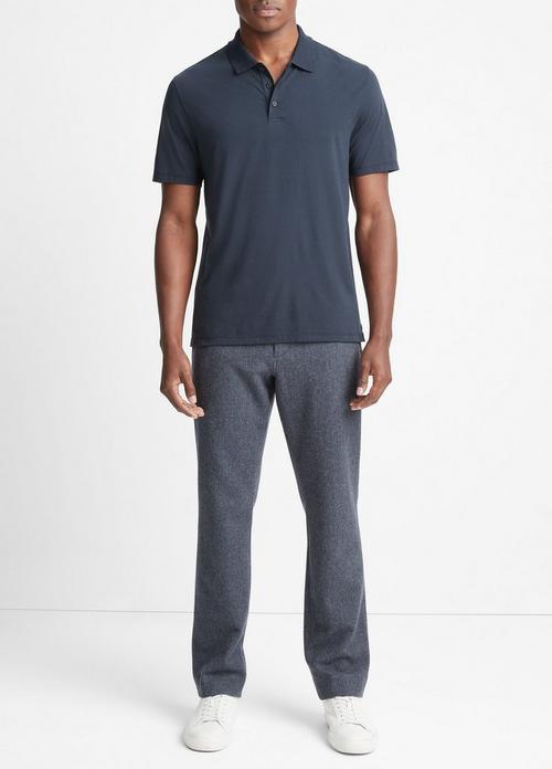 빈스 Vince Pima Cotton Short-Sleeve Polo Shirt,COASTAL BLUE
