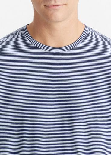 Stripe Pima Cotton Crew Neck T-Shirt in Short Sleeve | Vince