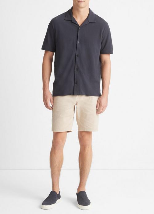 Cotton Piqué Cabana Short-Sleeve Button-Front Shirt