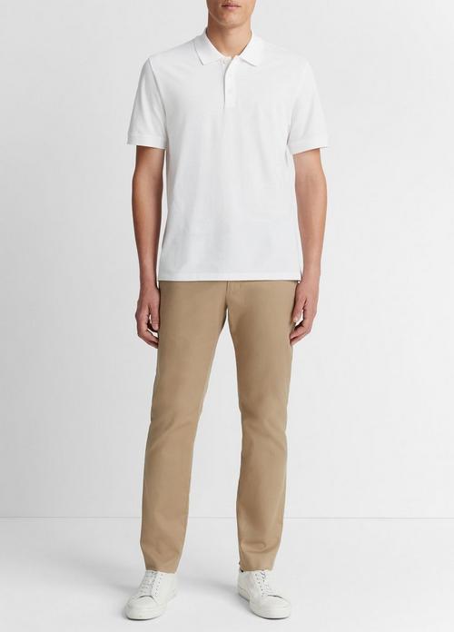 빈스 Vince Cotton Pique Short-Sleeve Polo Shirt,OPTIC WHITE