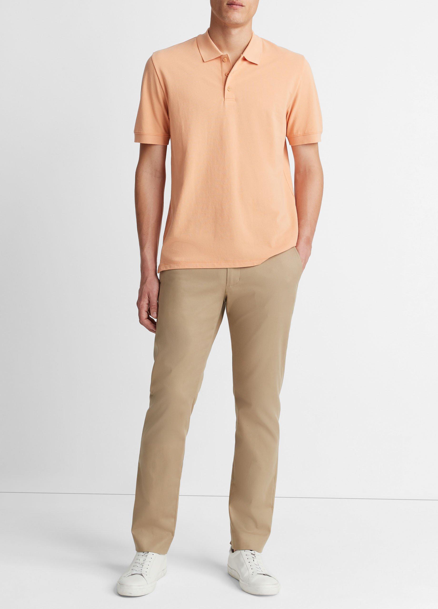 Cotton Piqué Polo Shirt, Sahara Dune, Size L Vince