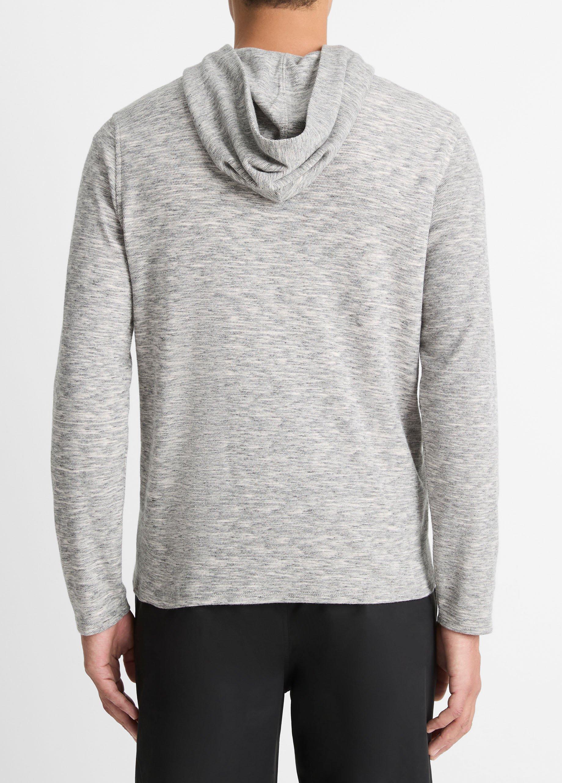 【U LAN】Layered see-through knitwear hoodie Loop & Weft Super Fluffy Knit Double-V After Hood Sweatshirt