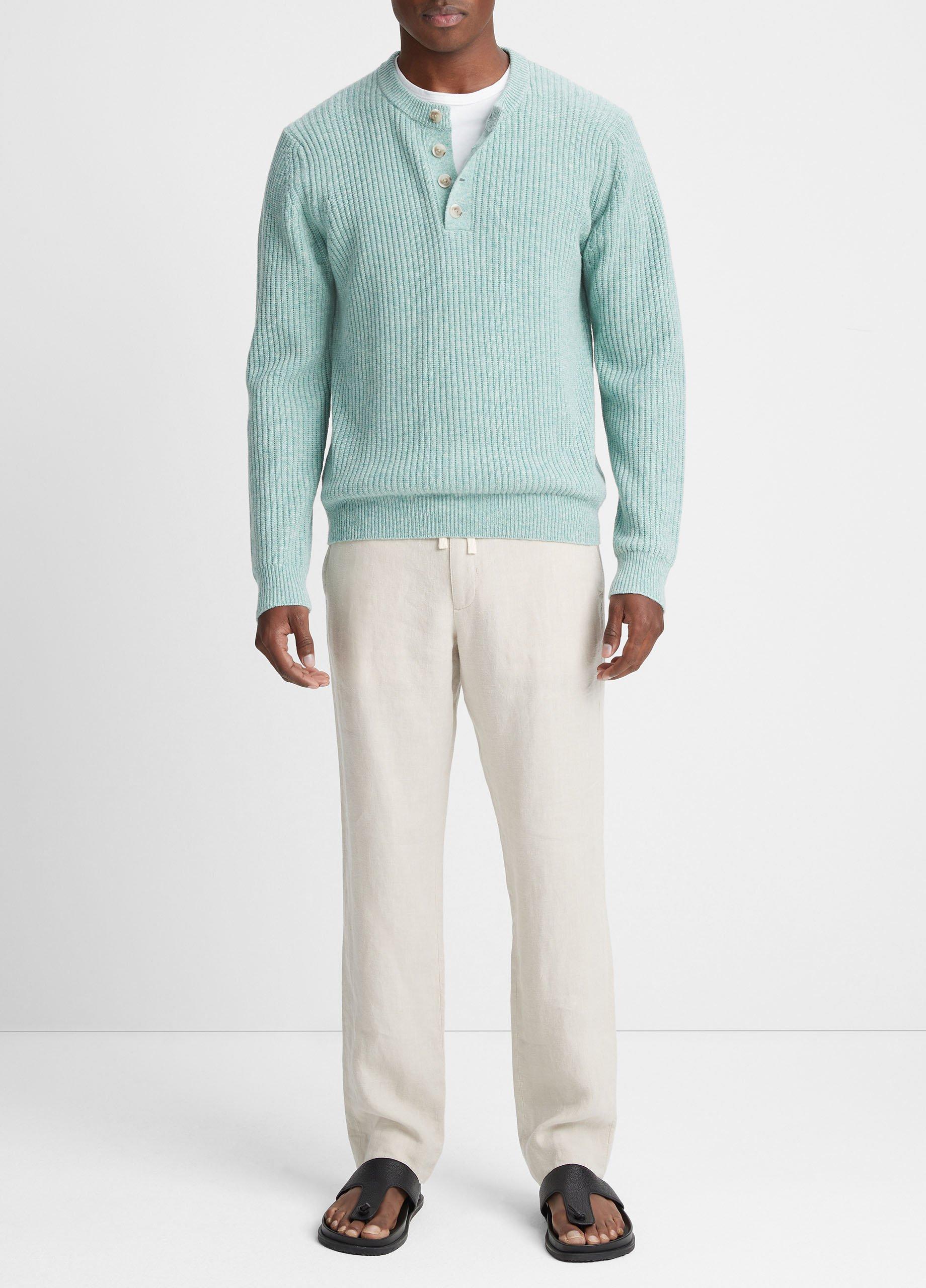 Textured Rib Wool and Cashmere Henley in Sweaters | Vince