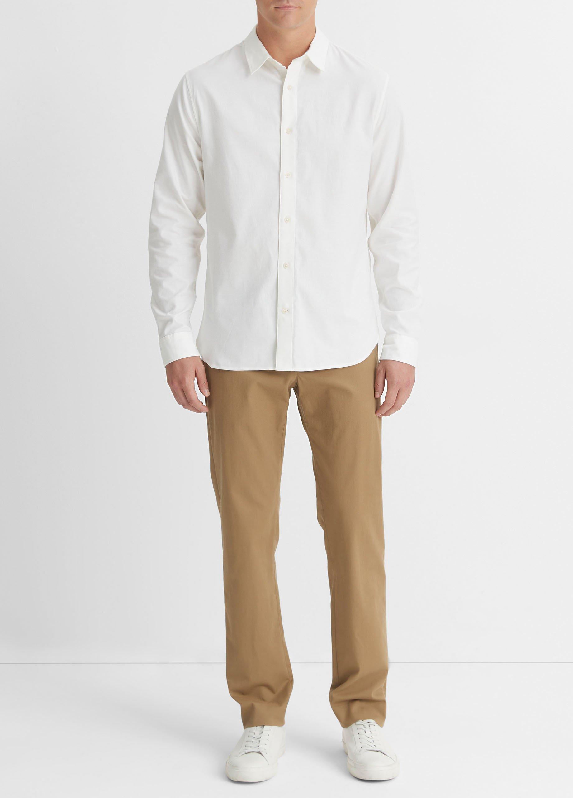 Stretch Oxford Long-Sleeve Shirt, Optic White, Size XXL Vince