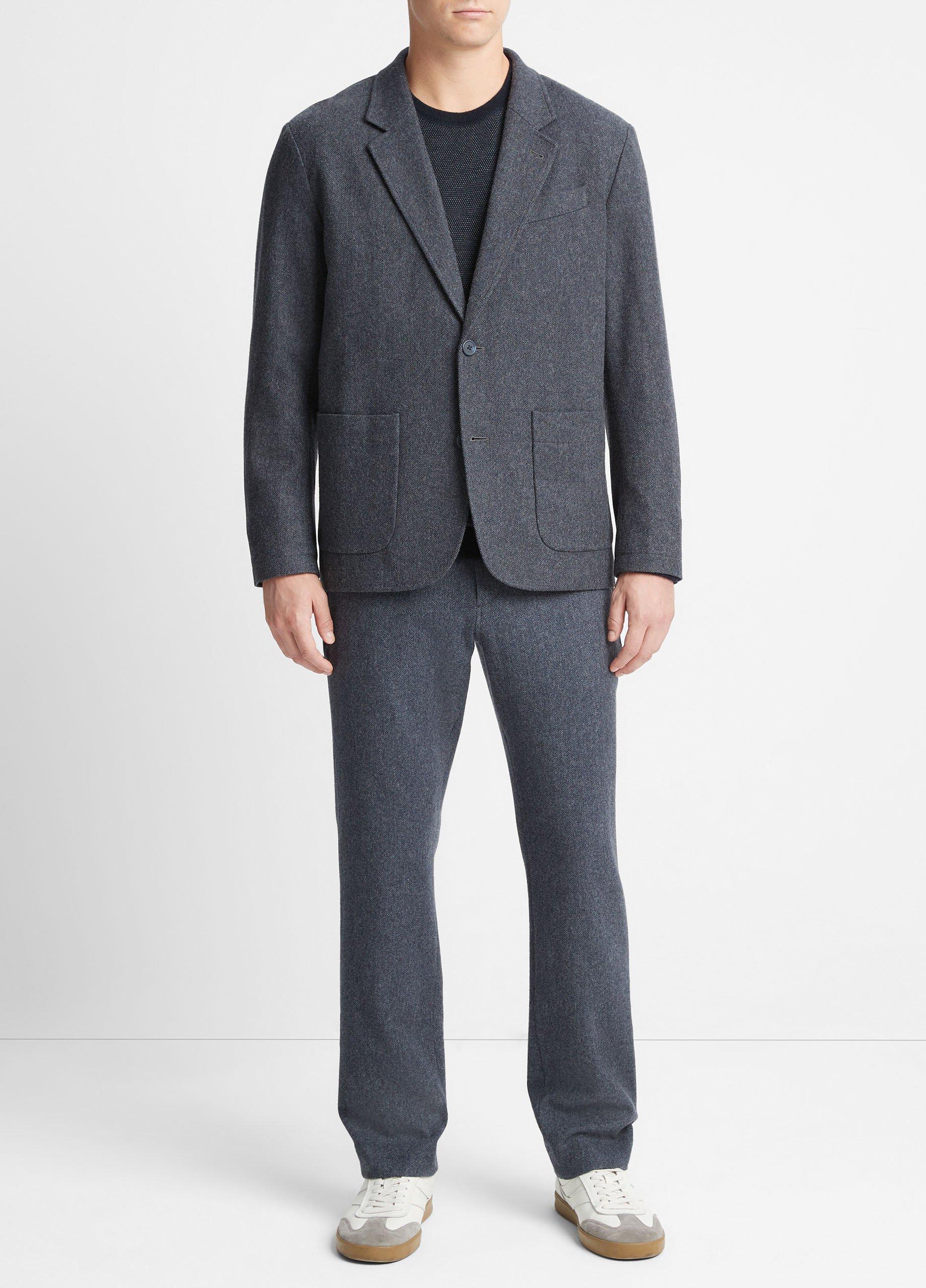 Herringbone Wool-Blend Flannel Blazer image number 0