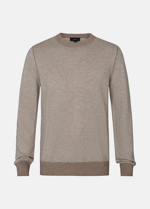 Birdseye Wool-Cotton Crew Neck Sweater