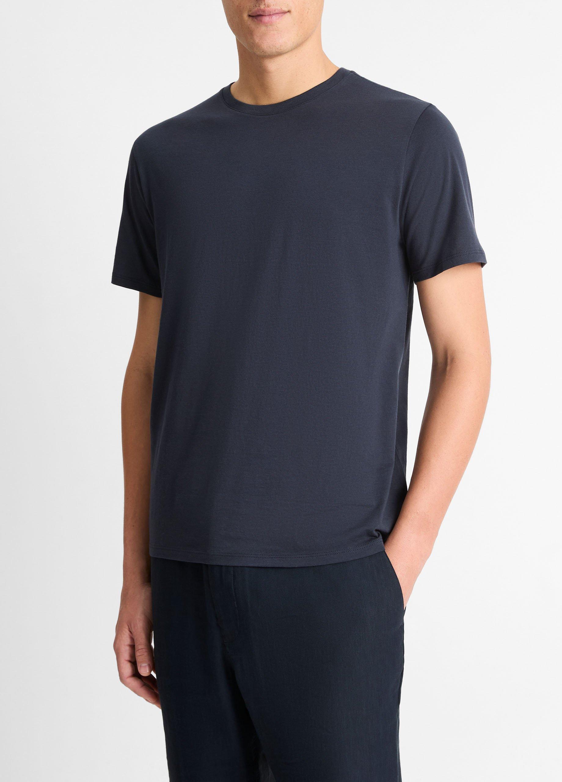 Tシャツ・カットソー VINCe. T-shirts Blue Pima-Cotton-Crew-Neck-T-Shirt-