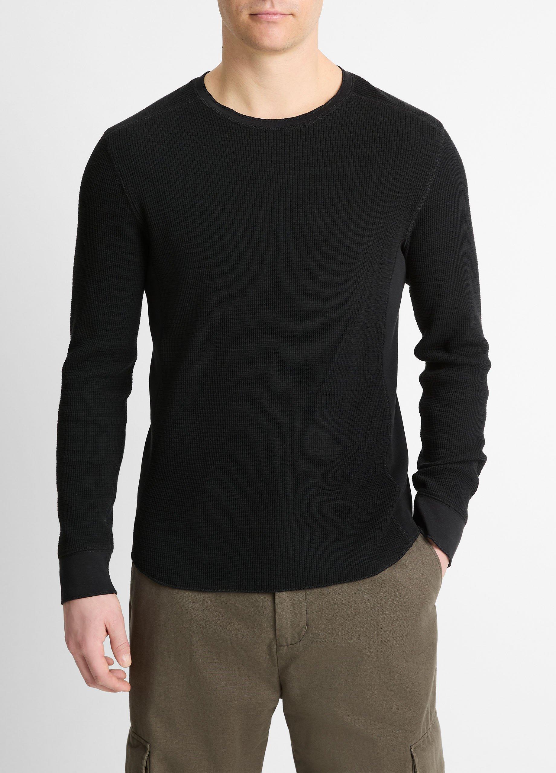 Pima Cotton-Blend Thermal Long-Sleeve Pullover in Long