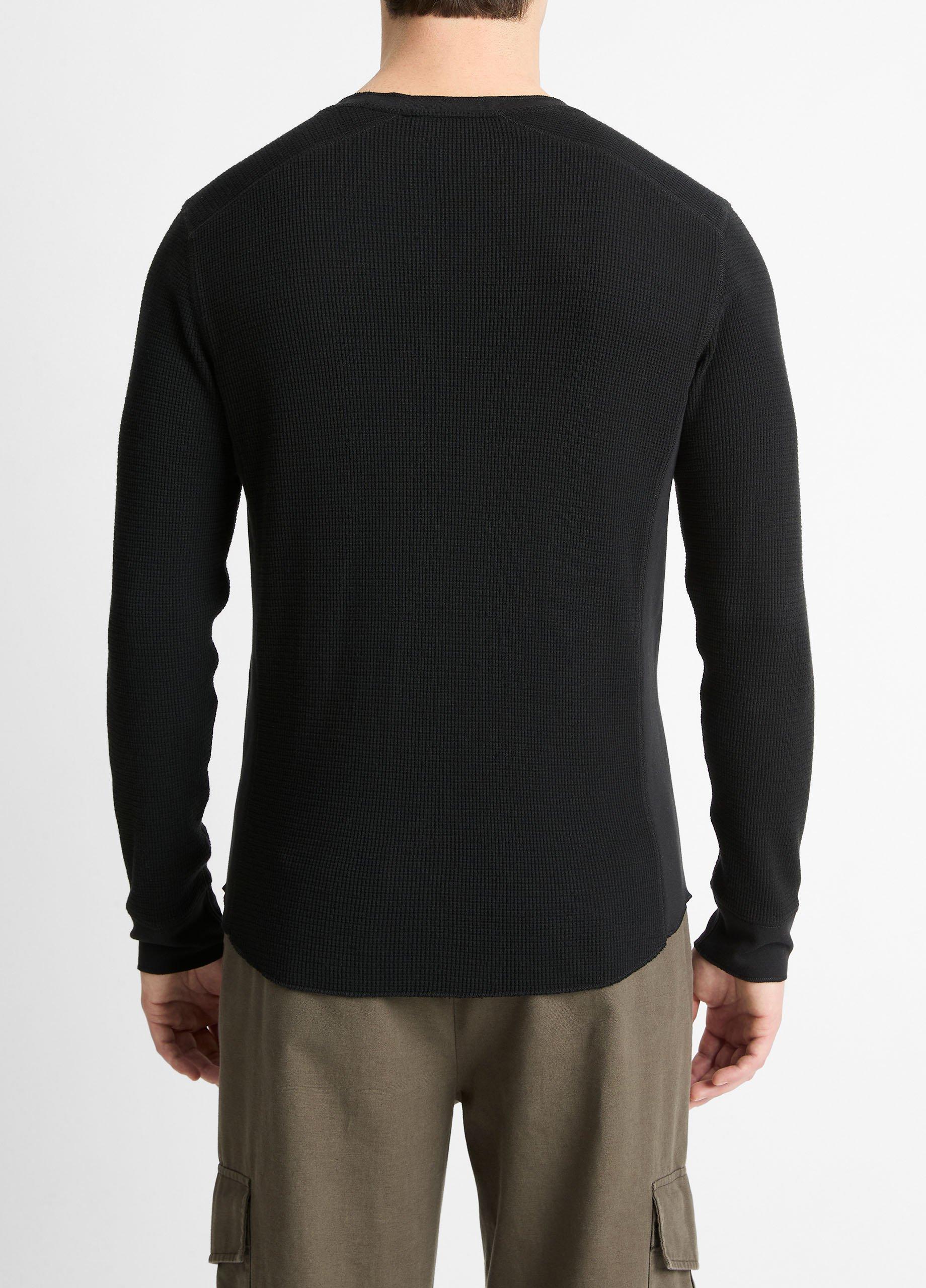 Pima Cotton-Blend Thermal Long-Sleeve Pullover in Long