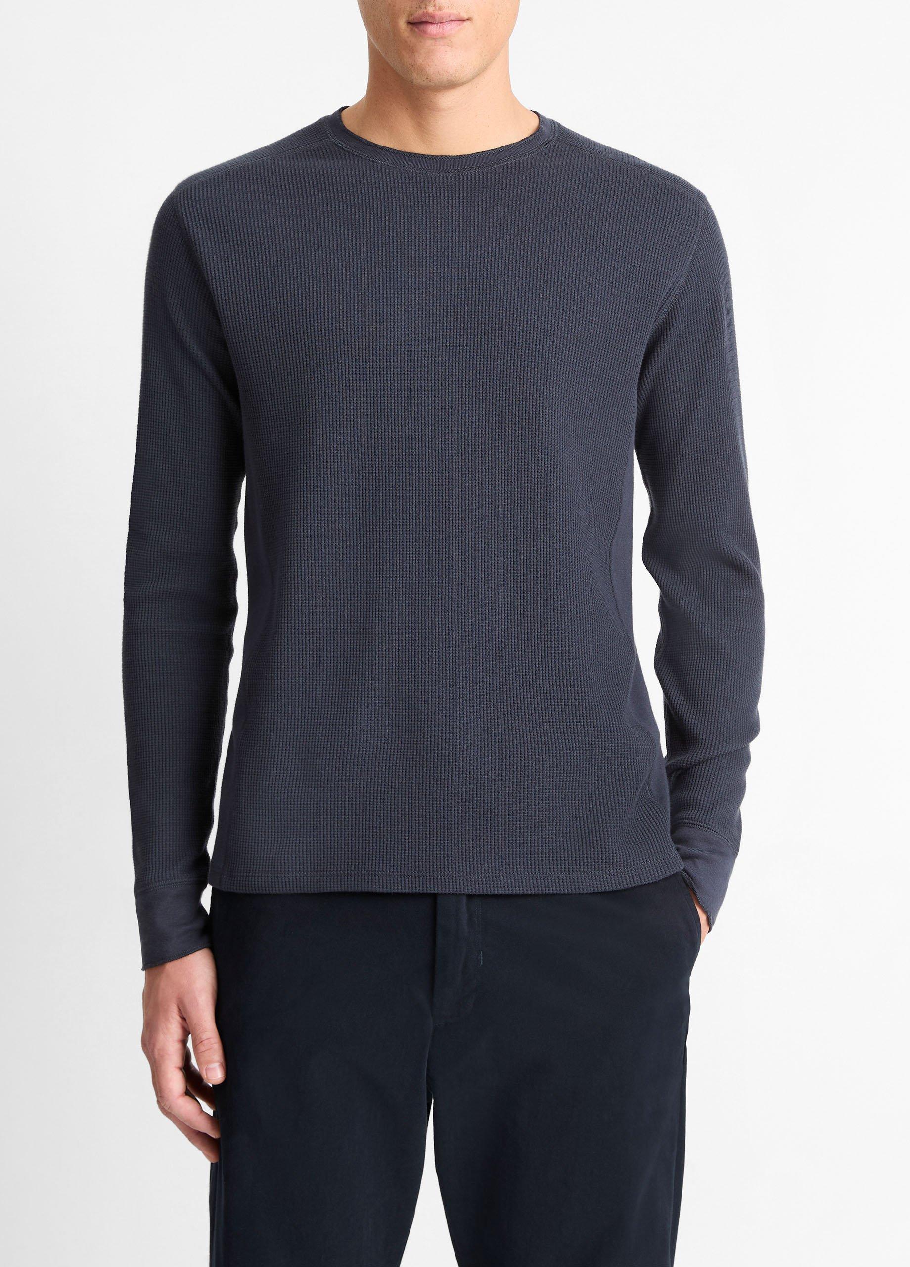 Pima Cotton-Blend Thermal Long-Sleeve Pullover in Long