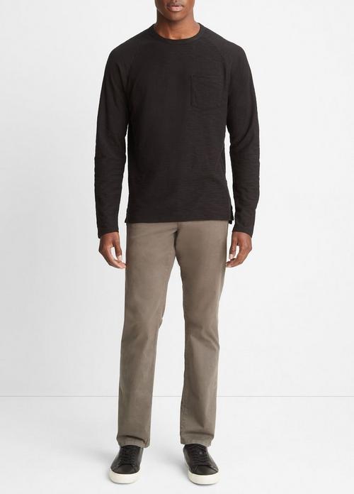 Cotton Long Sleeve Pocket Crew T-Shirt