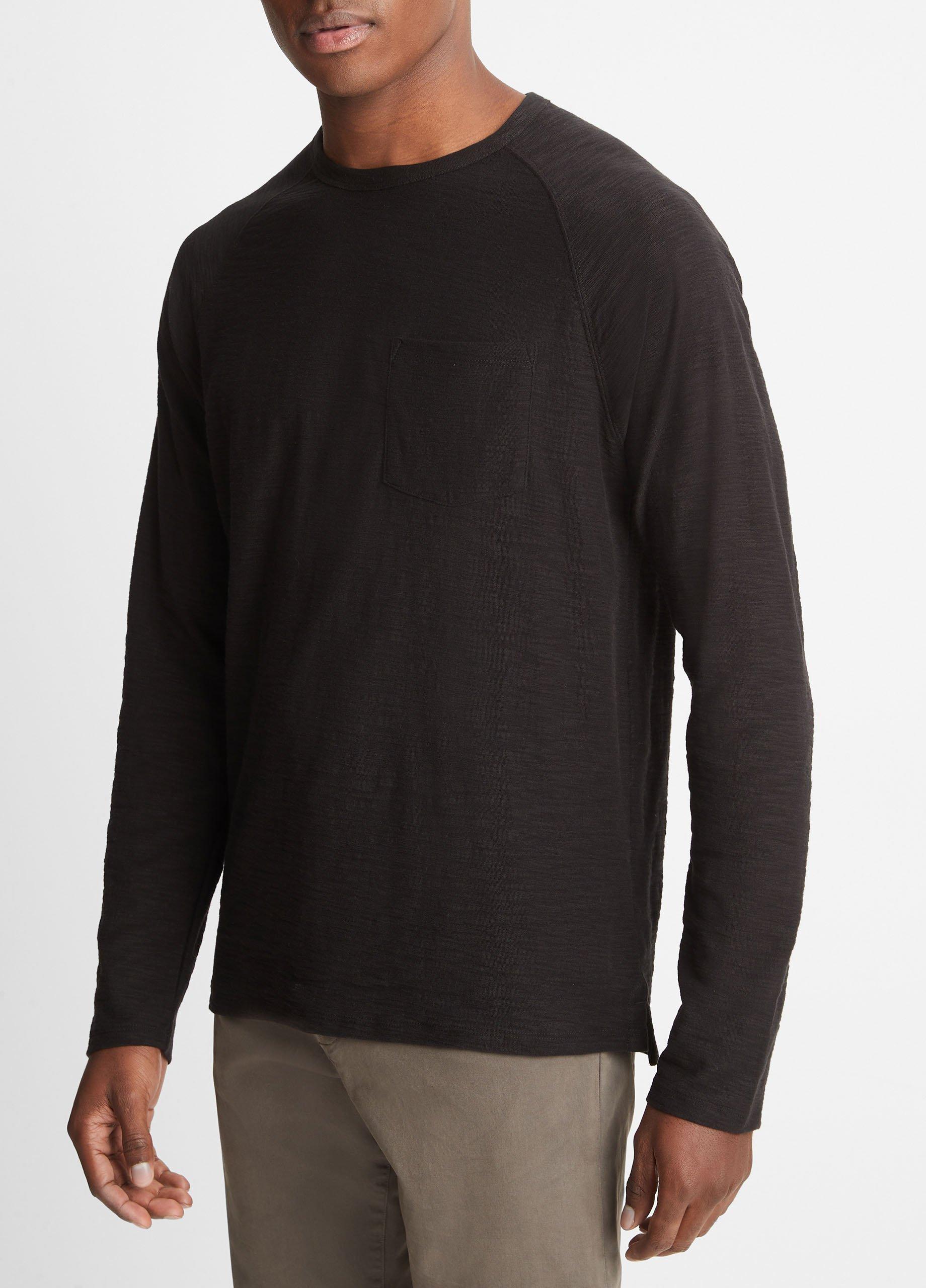 Cotton Long Sleeve Pocket Crew T-Shirt in Shirts | Vince