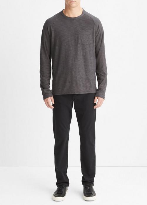 Cotton Long Sleeve Pocket Crew T-Shirt