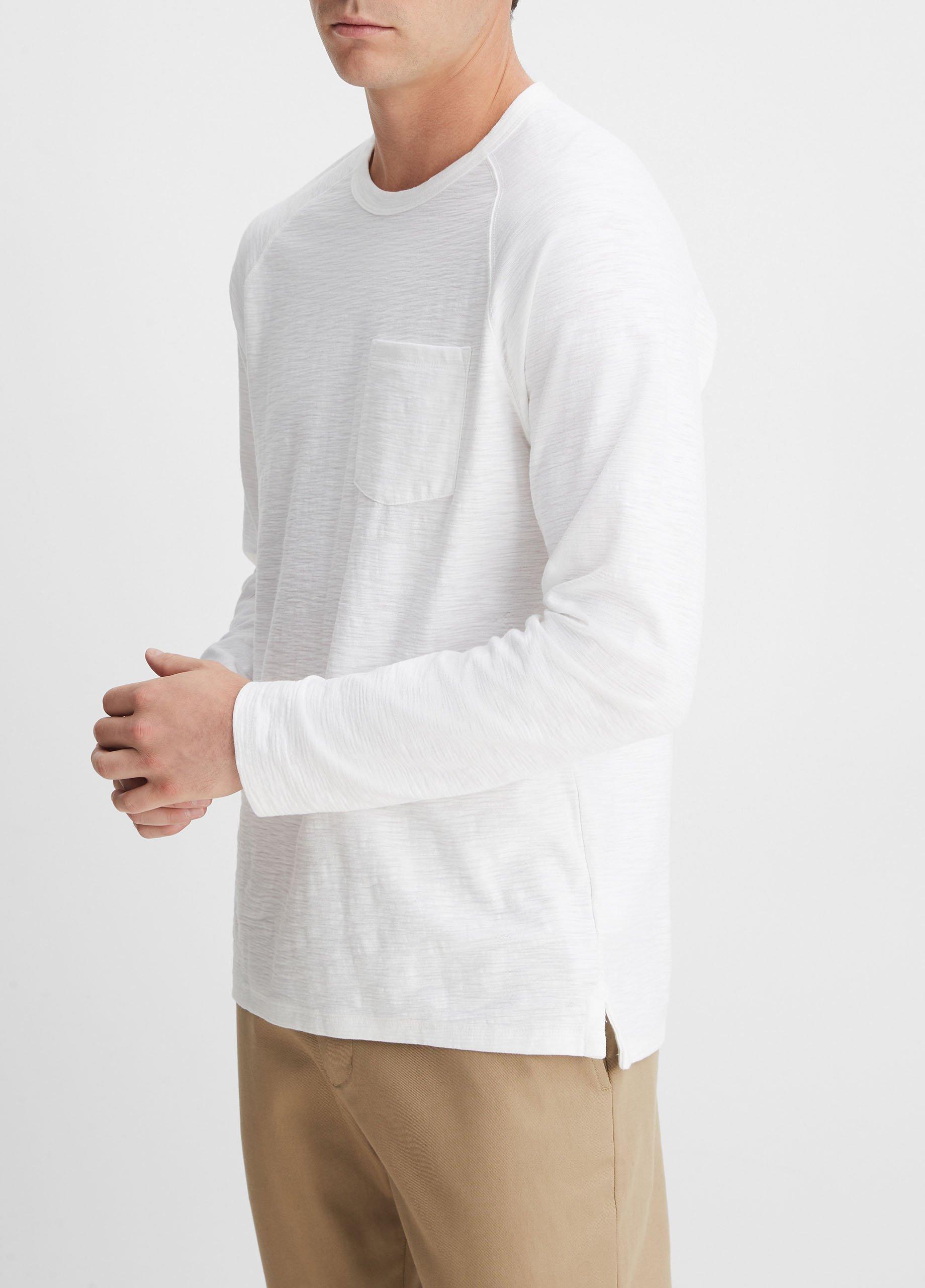 Cotton Long Sleeve Pocket Crew T-Shirt in Long Sleeve | Vince