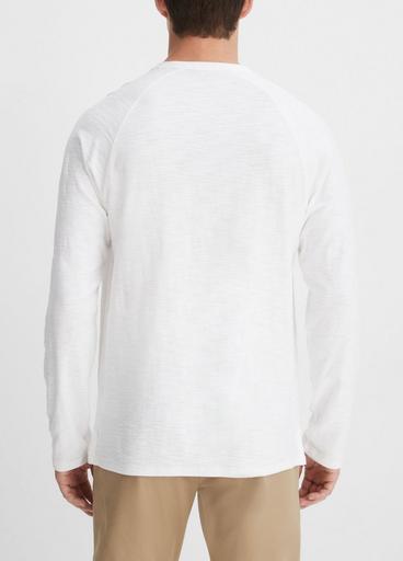 Cotton Long Sleeve Pocket Crew Neck T-Shirt image number 3