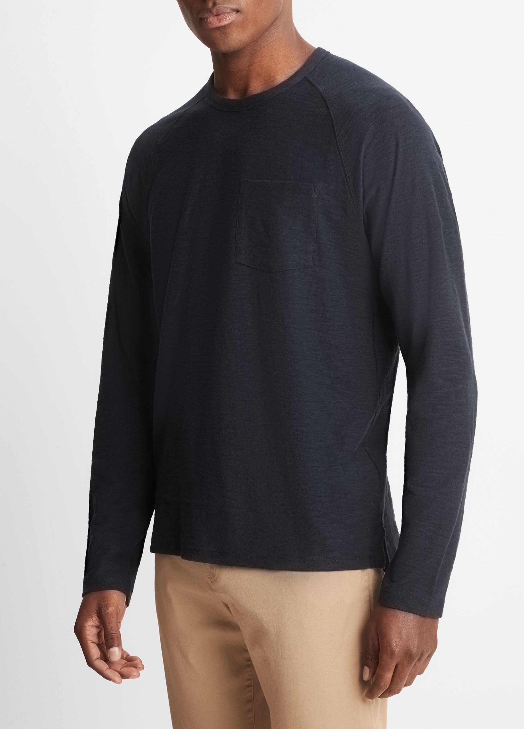 Cotton Long Sleeve Pocket Crew T-Shirt in Tees & Hoodies | Vince