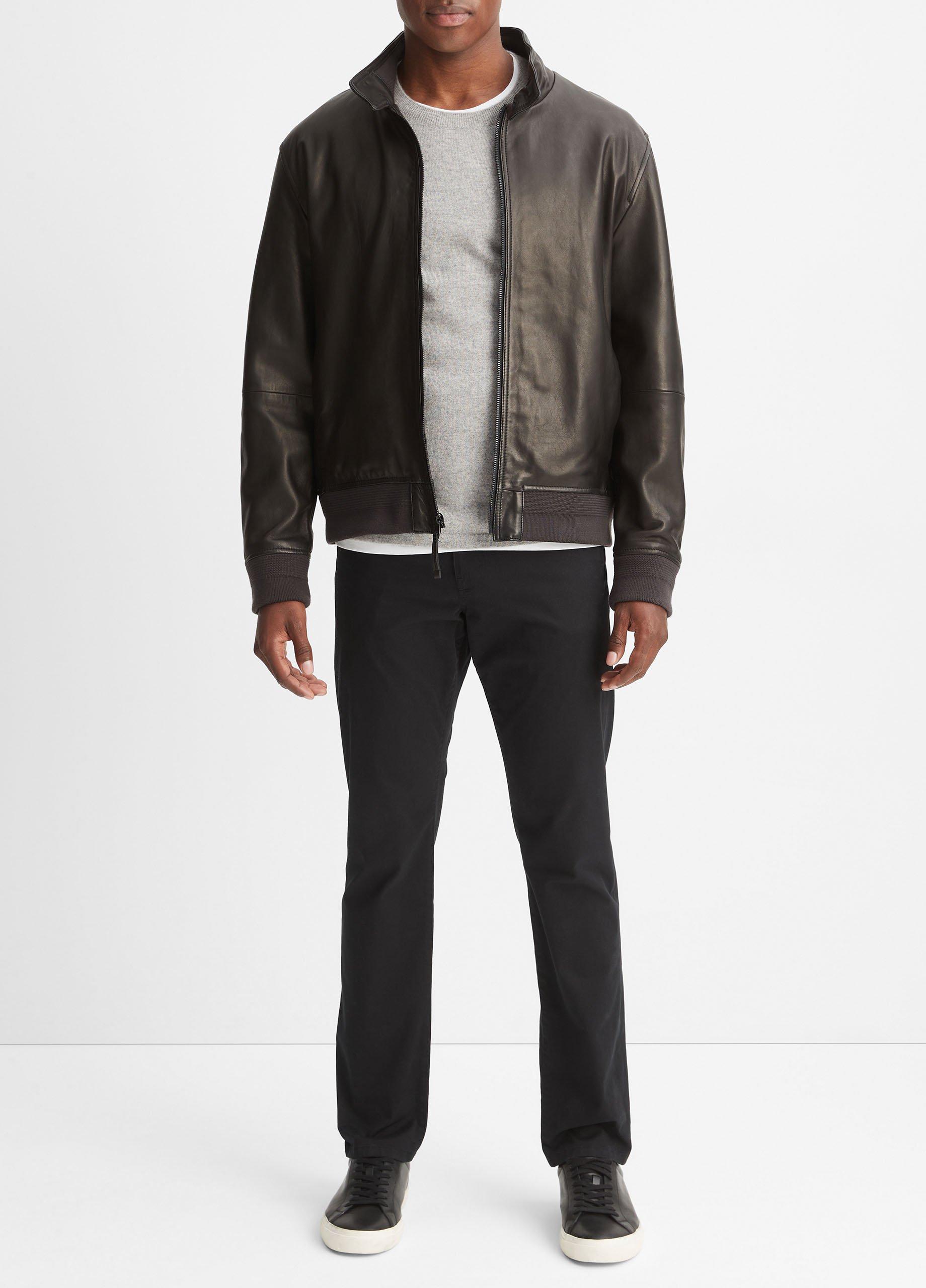 Leather Harrington Bomber Jacket in Jackets & Outerwear | Vince