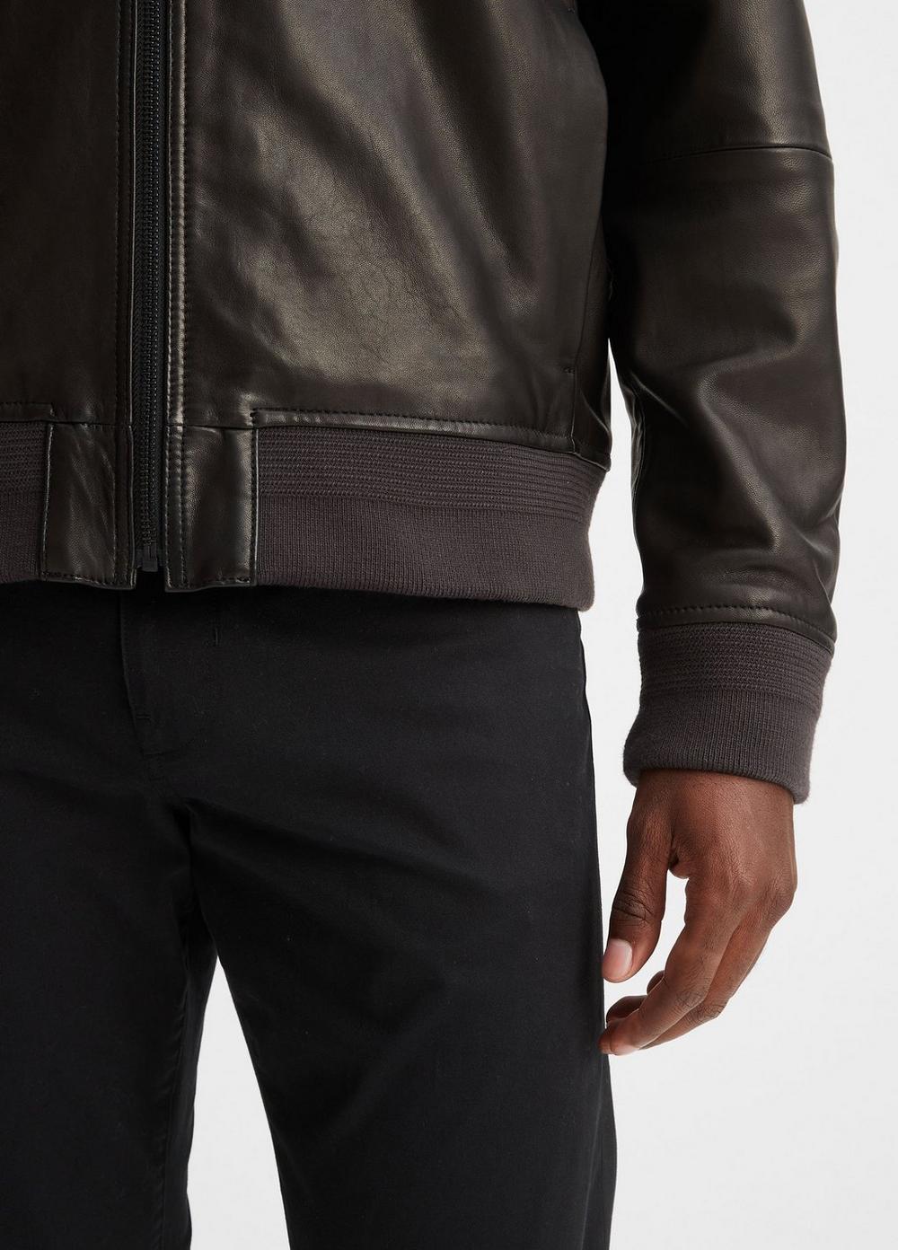 Leather Harrington Bomber Jacket