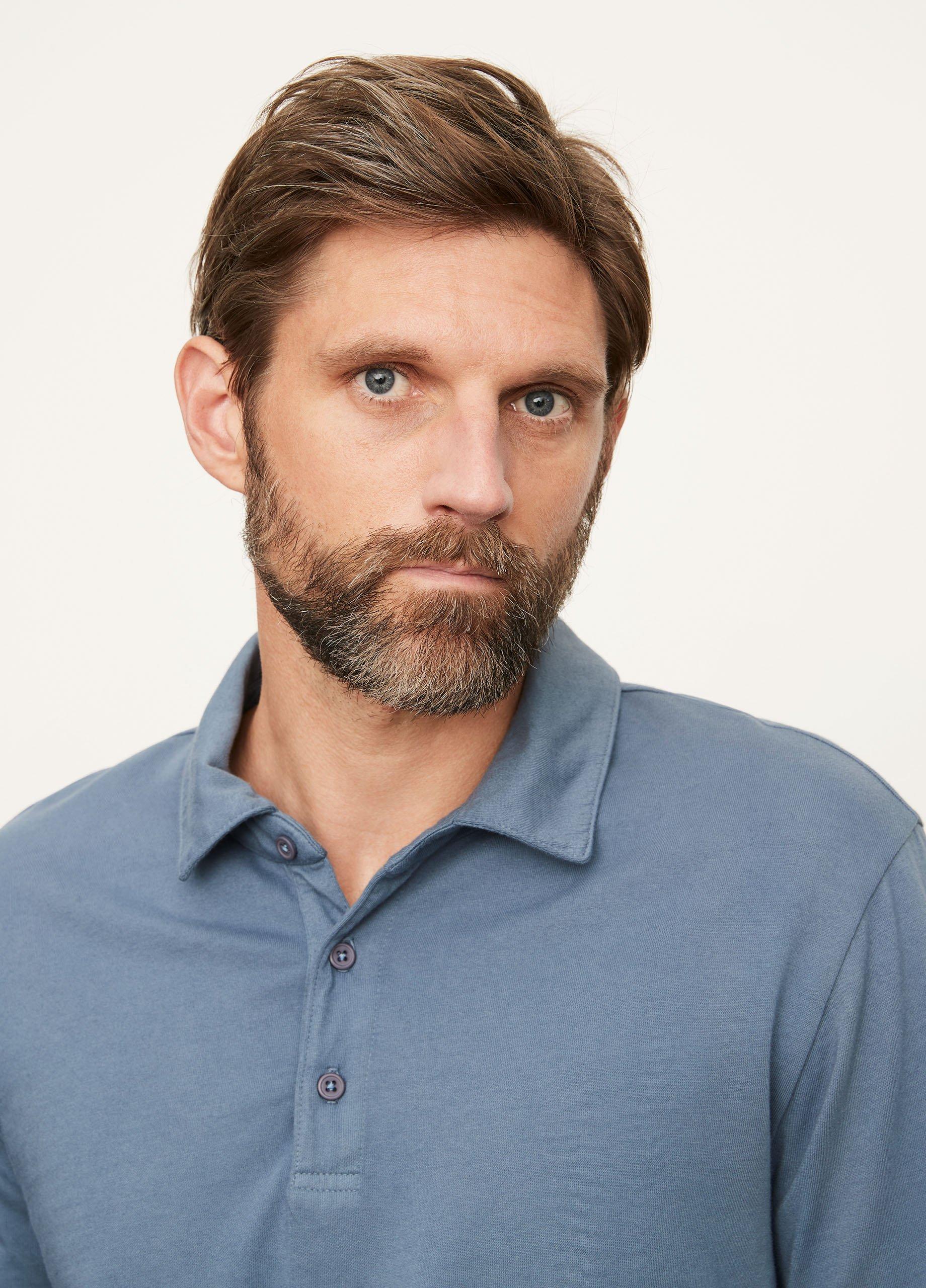 Garment Dye Long-Sleeve Polo Shirt in Vince Products Men | Vince