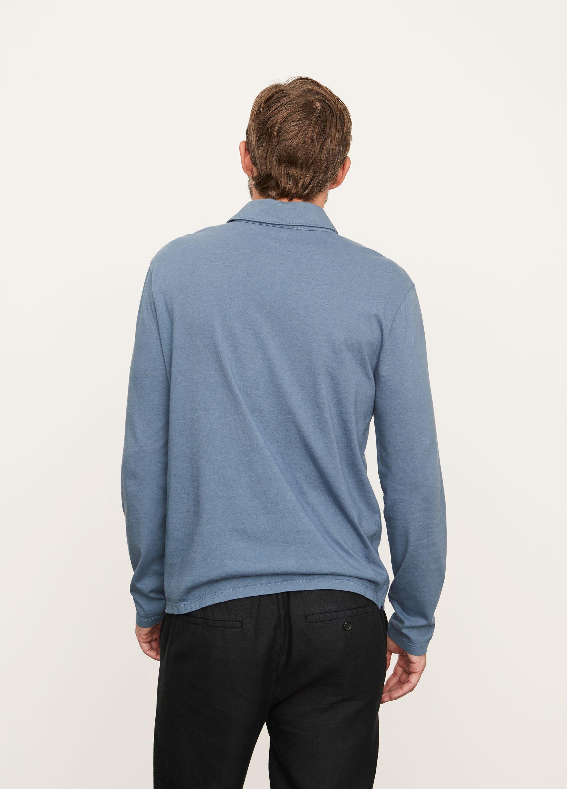 Garment Dye Long-Sleeve Polo Shirt in Vince Products Men | Vince