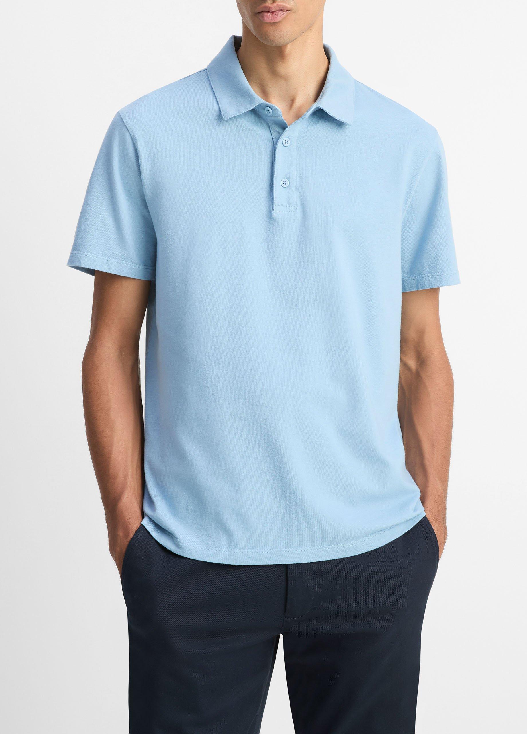 Men's Garment Dye Cotton Polo Shirt, Washed California Rain, Size XXL Vince