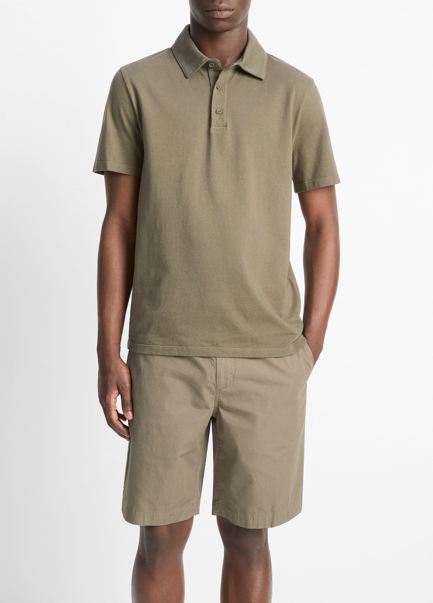Men's Garment Dye Cotton Polo Shirt, Washed Dome, Size L Vince
