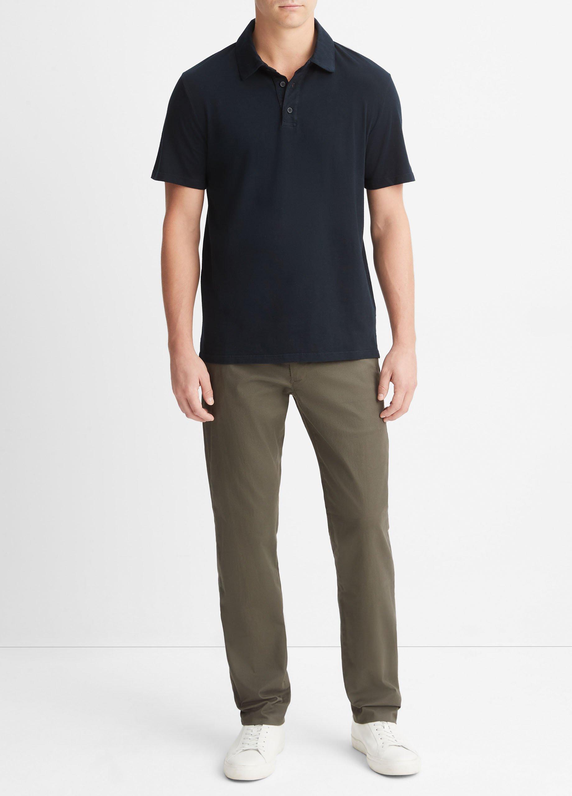 빈스 Vince Garment Dye Short-Sleeve Polo Shirt,WASHED COASTAL