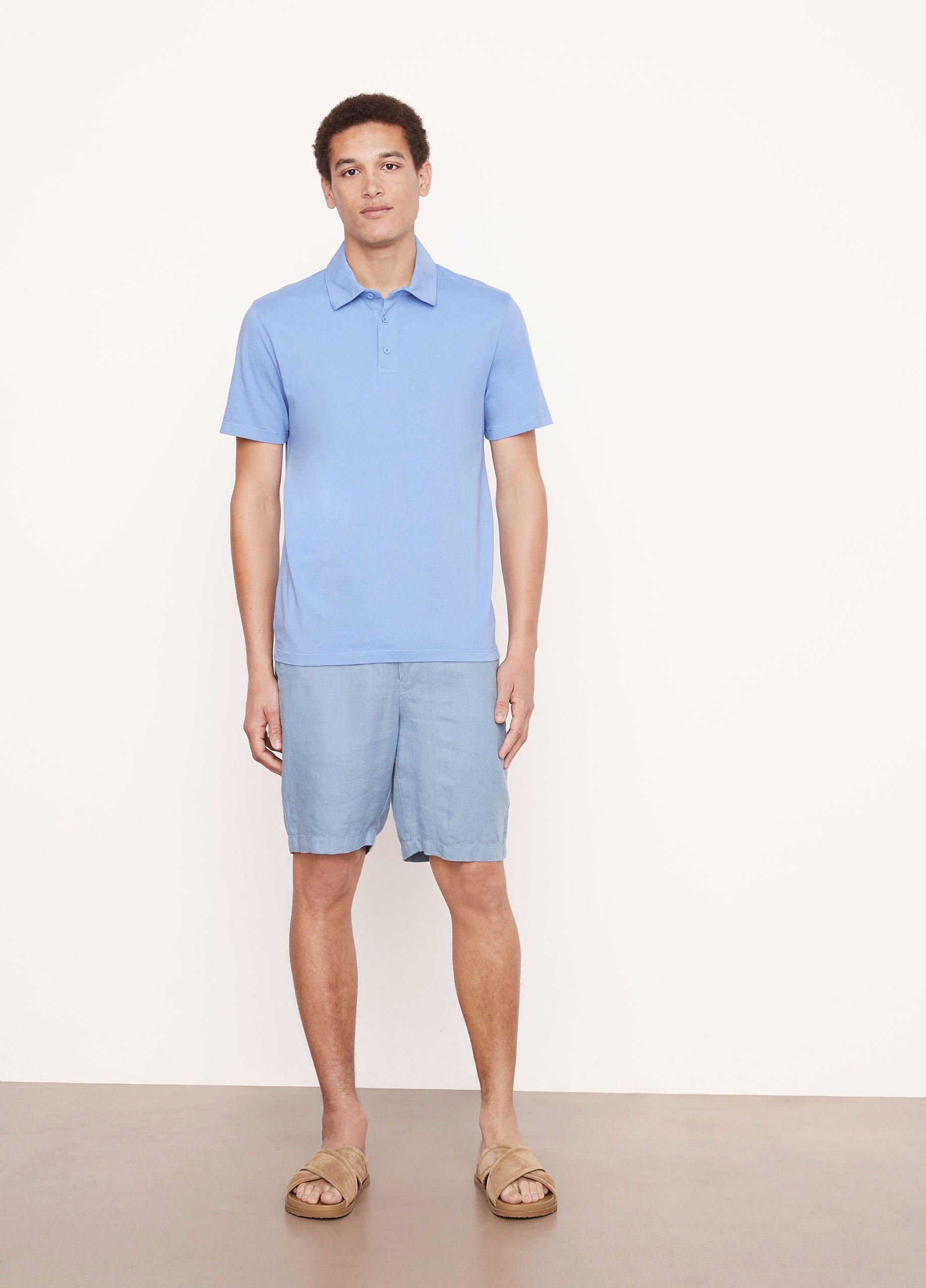 garment dye short-sleeve polo shirt, washed periwinkle, size l vince