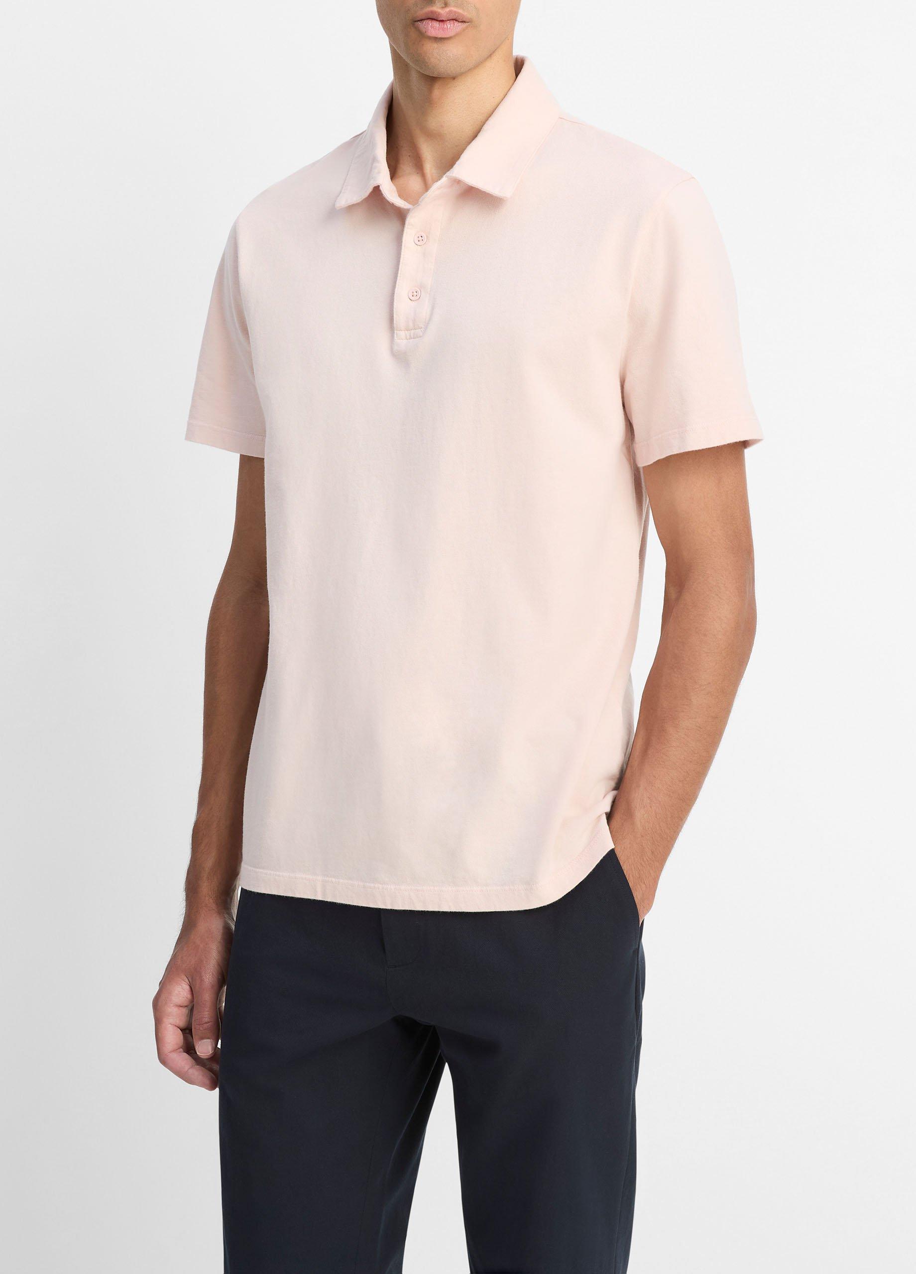 Garment Dye Cotton Polo Shirt in Short Sleeve | Vince