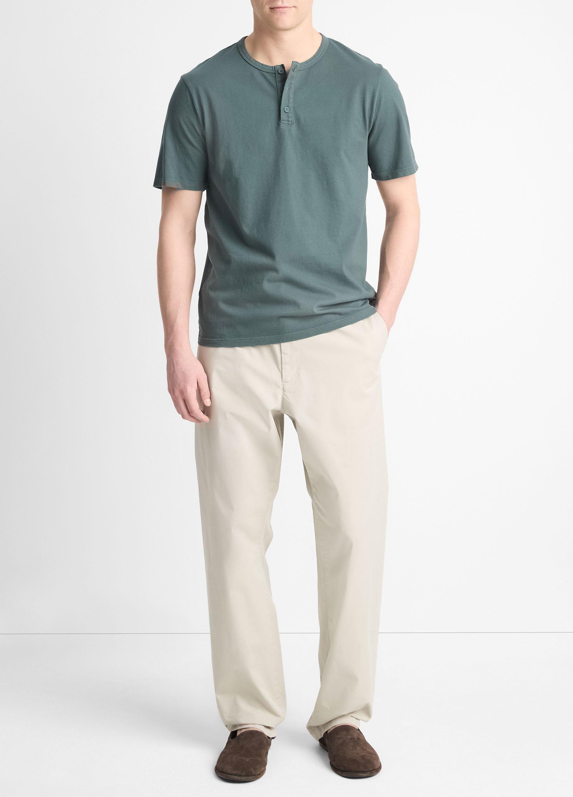 Garment Dye Cotton Short-Sleeve Henley in Tees & Hoodies | Vince