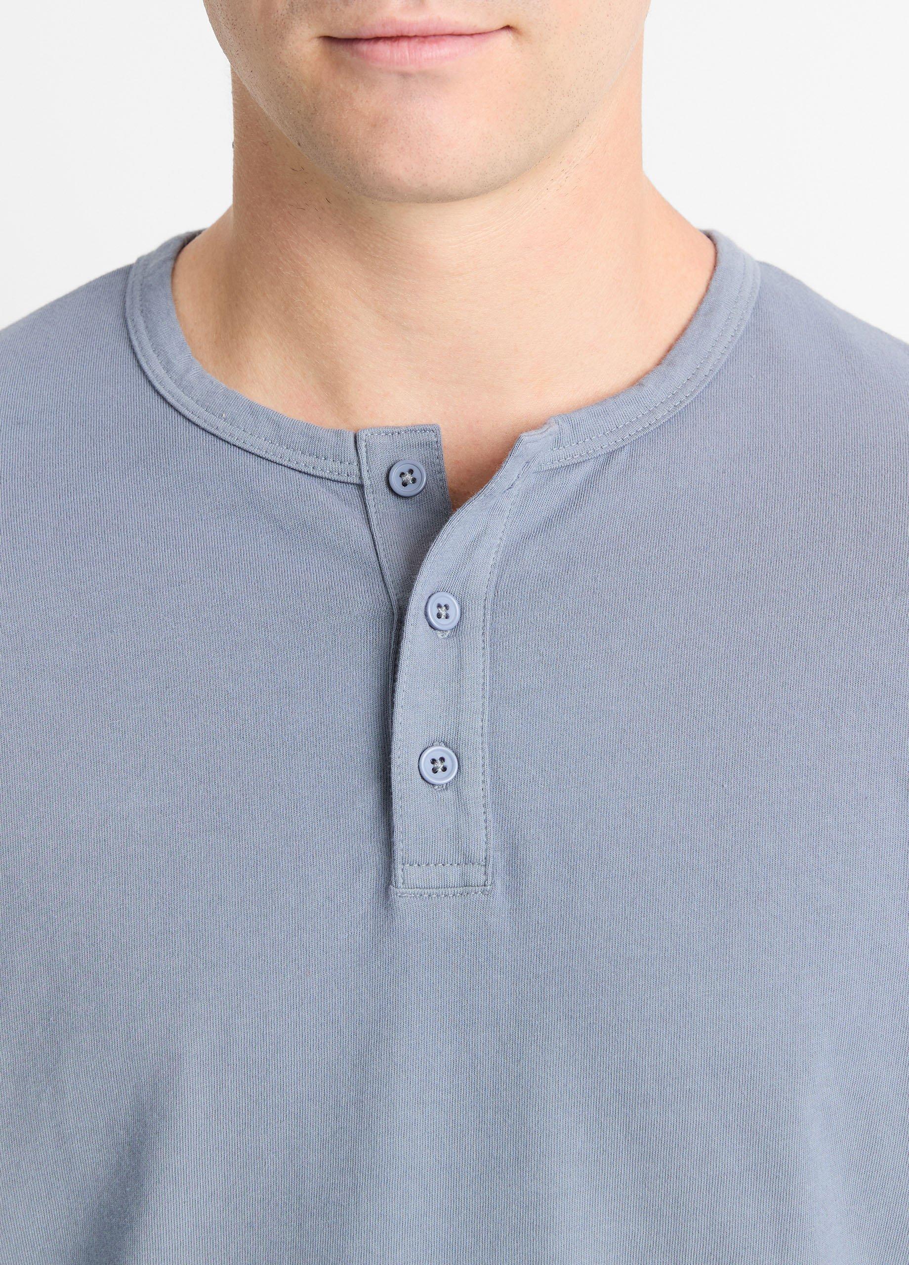 Garment Dye Cotton Long-Sleeve Henley in Henleys & Polos | Vince