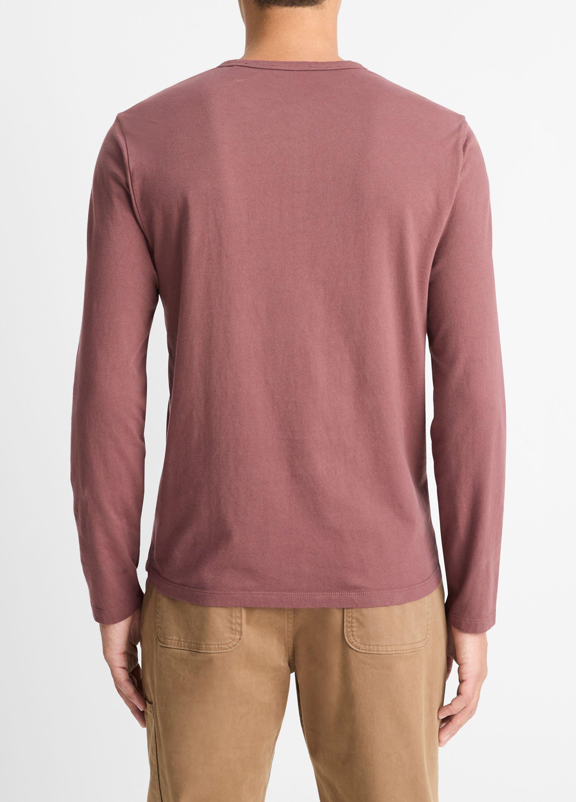 Garment Dye Cotton Long-Sleeve Henley in Tees & Hoodies | Vince