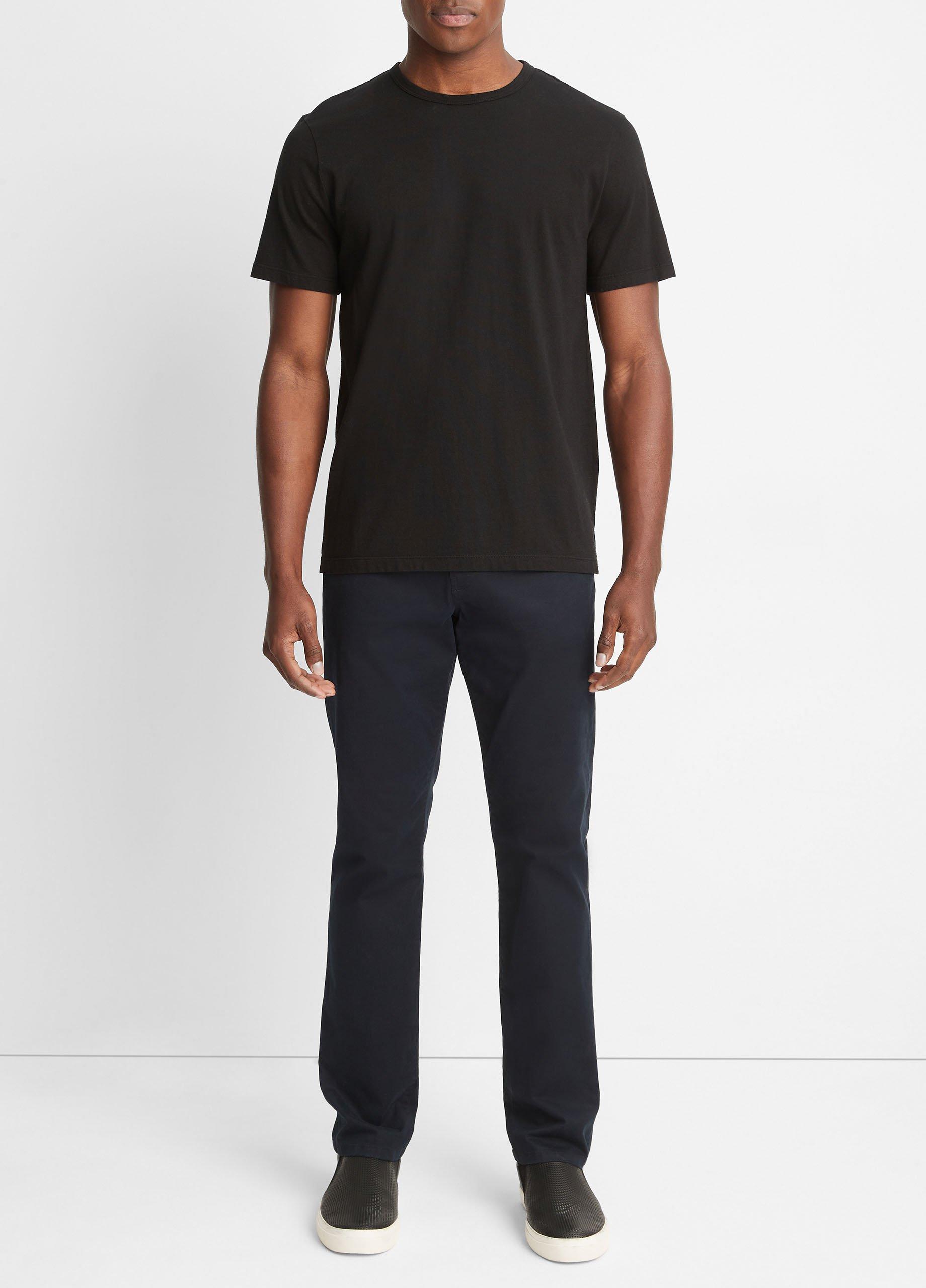 빈스 Vince Garment Dye Short-Sleeve Crew Neck T-Shirt,TRUE BLACK