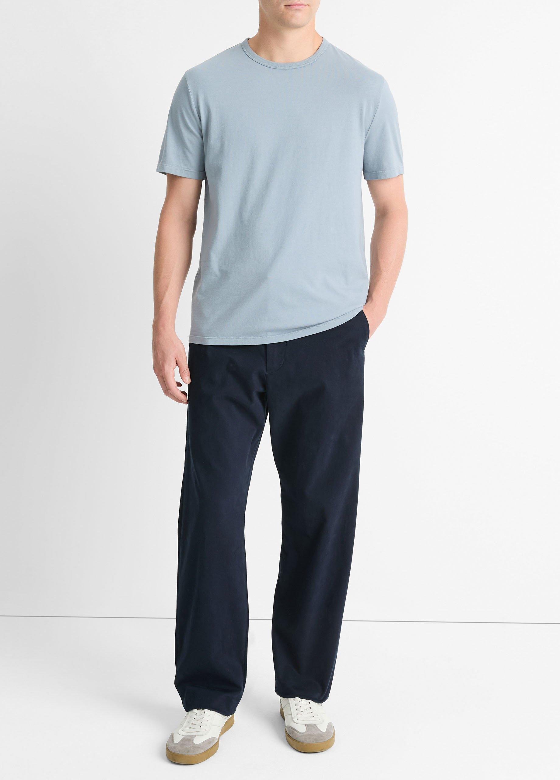 Vince Men’s Garment Dye Fleck Stripe S/S Crew(Washed Black) - Vince