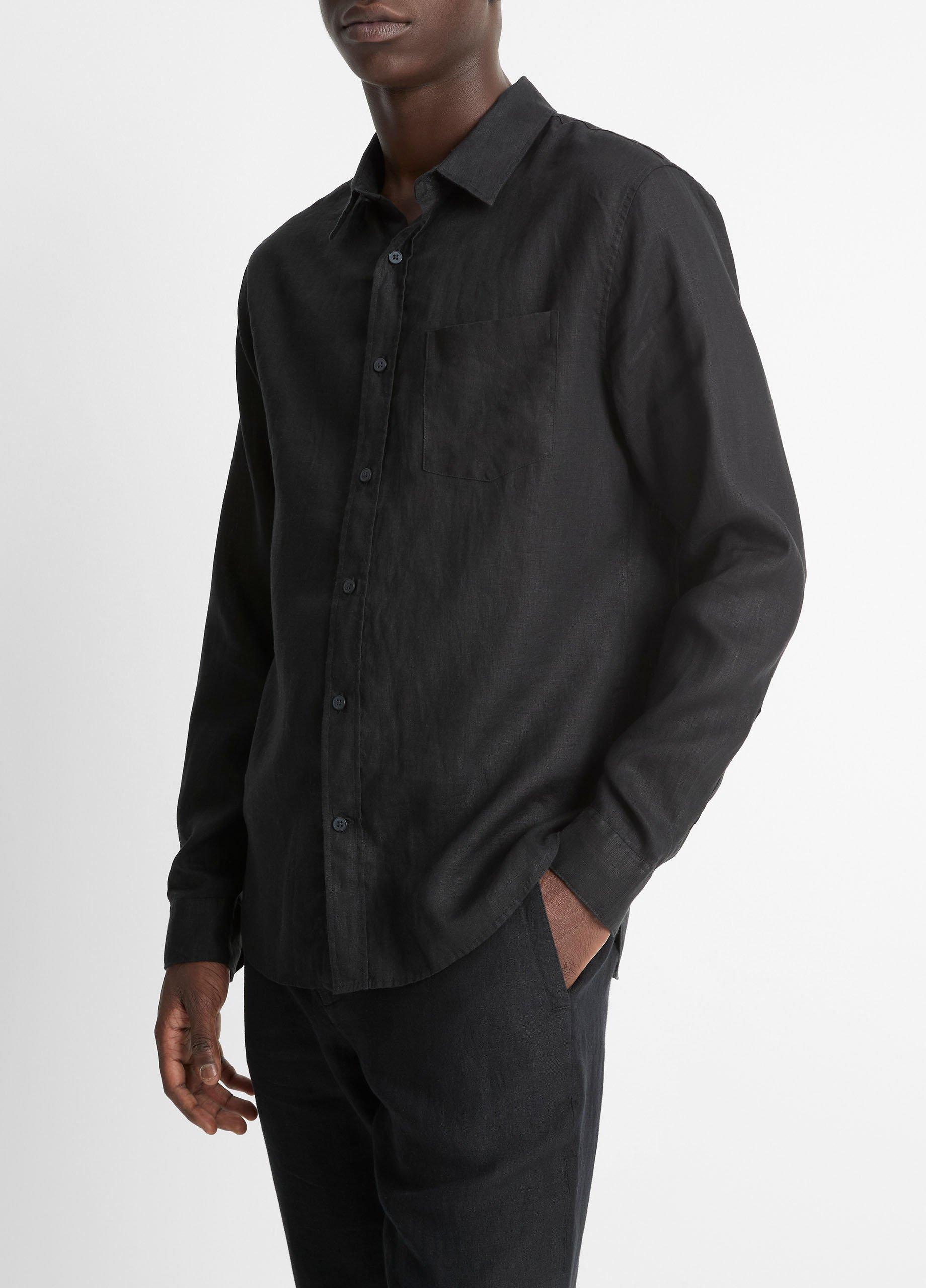 Linen Long-Sleeve Shirt in Long Sleeve | Vince