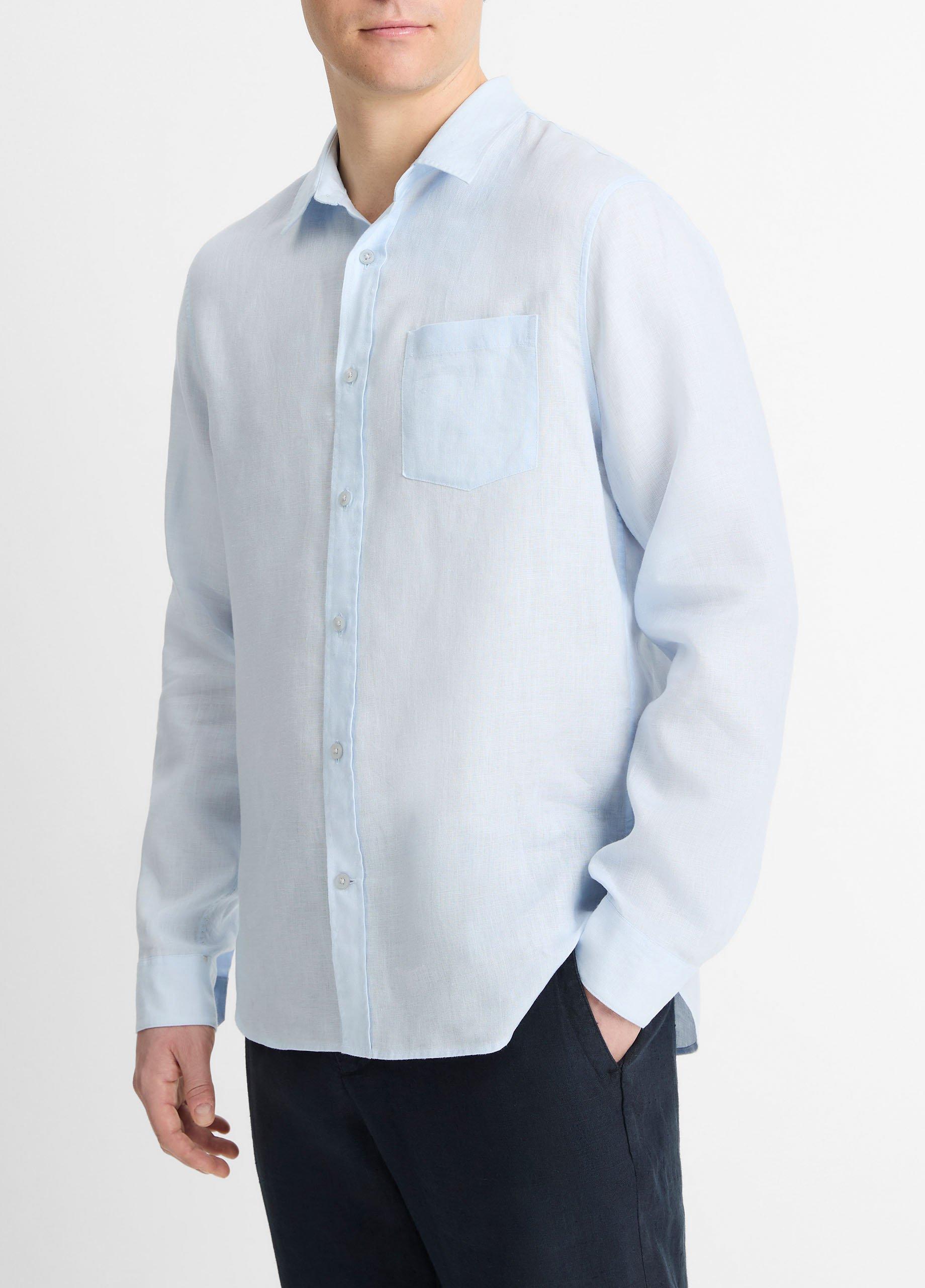 Linen Long-Sleeve Shirt in Long Sleeve | Vince
