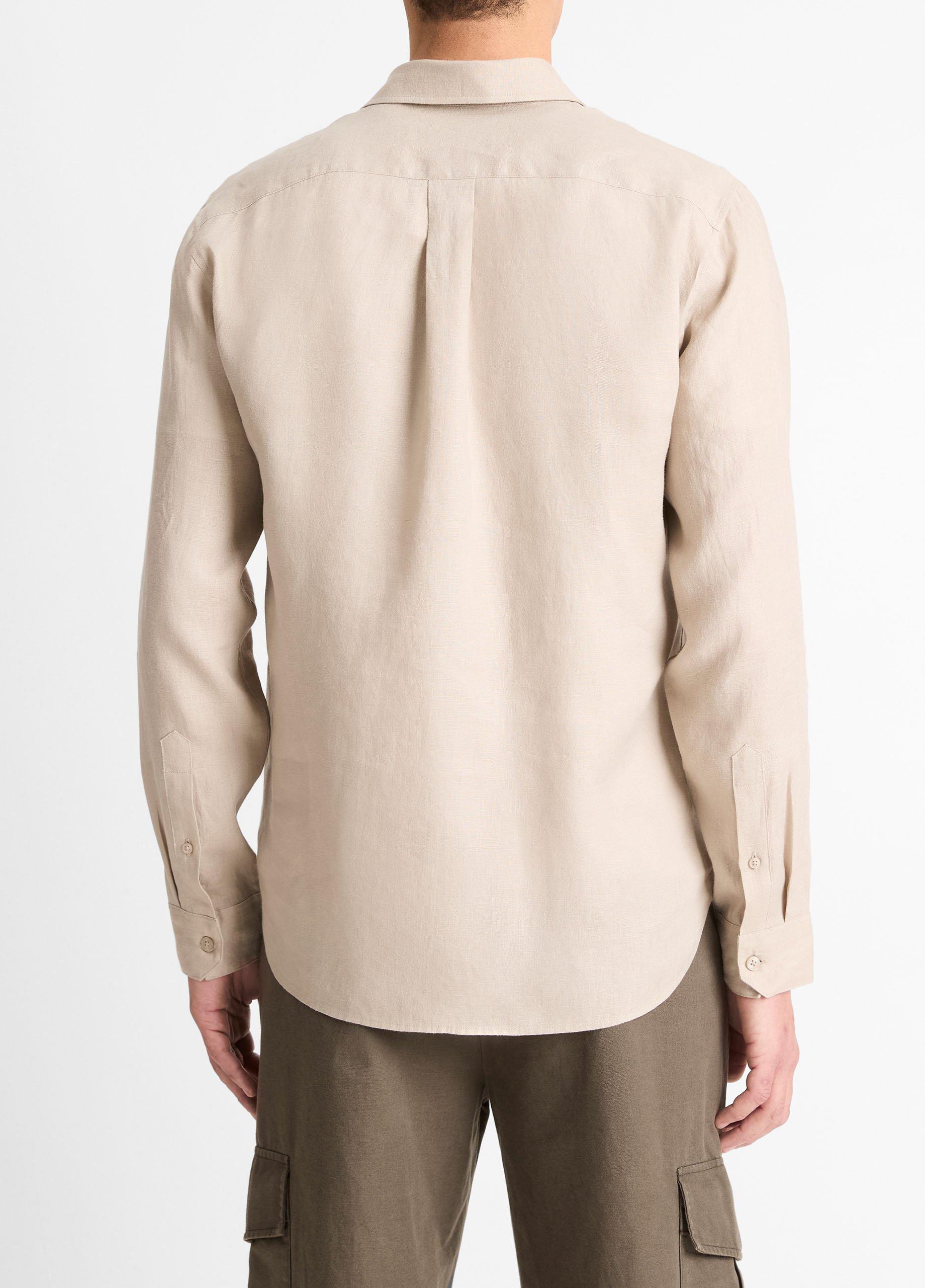 Linen Long-Sleeve Shirt in Long Sleeve | Vince