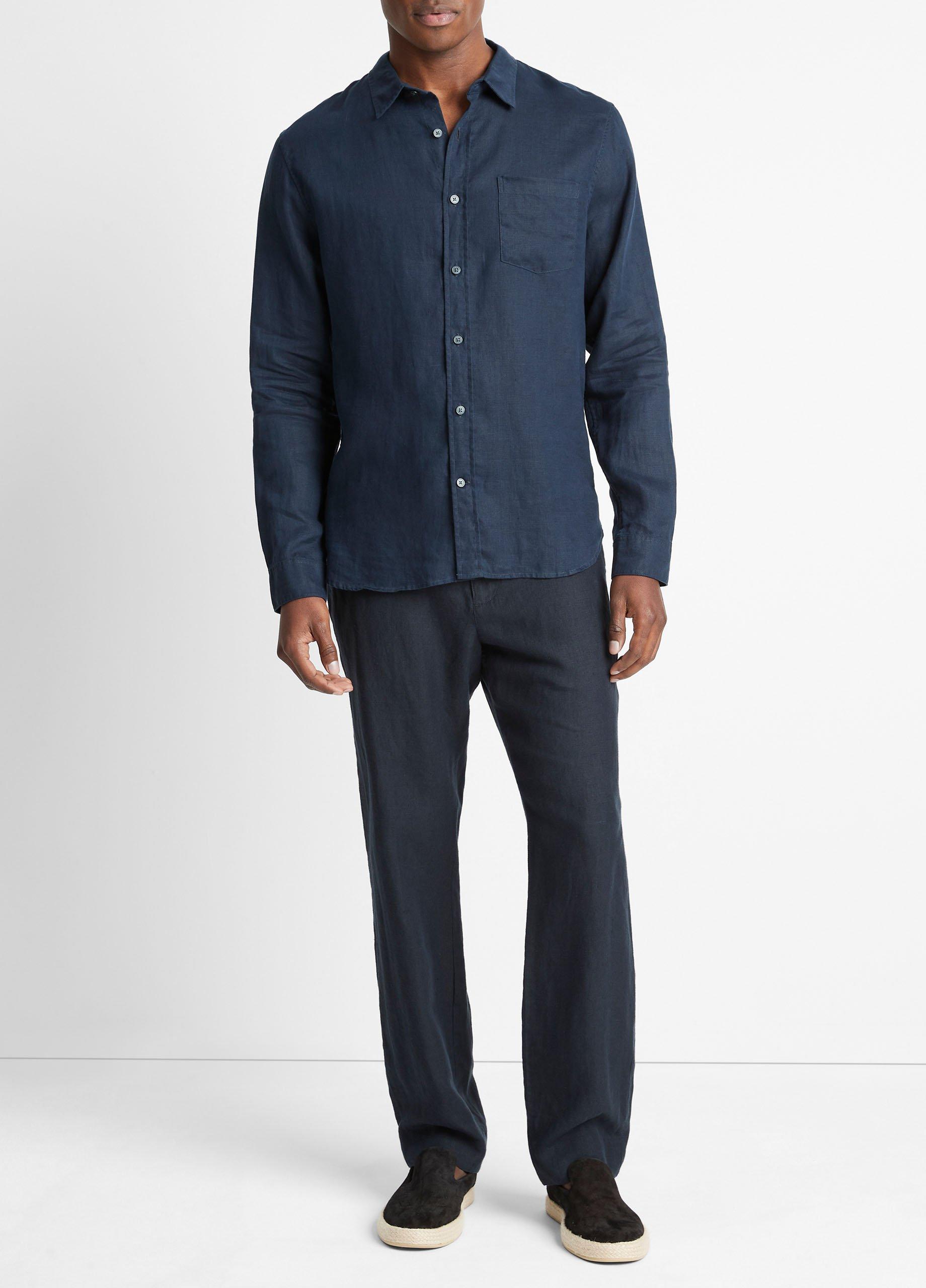Linen Long-Sleeve Shirt in Long Sleeve | Vince
