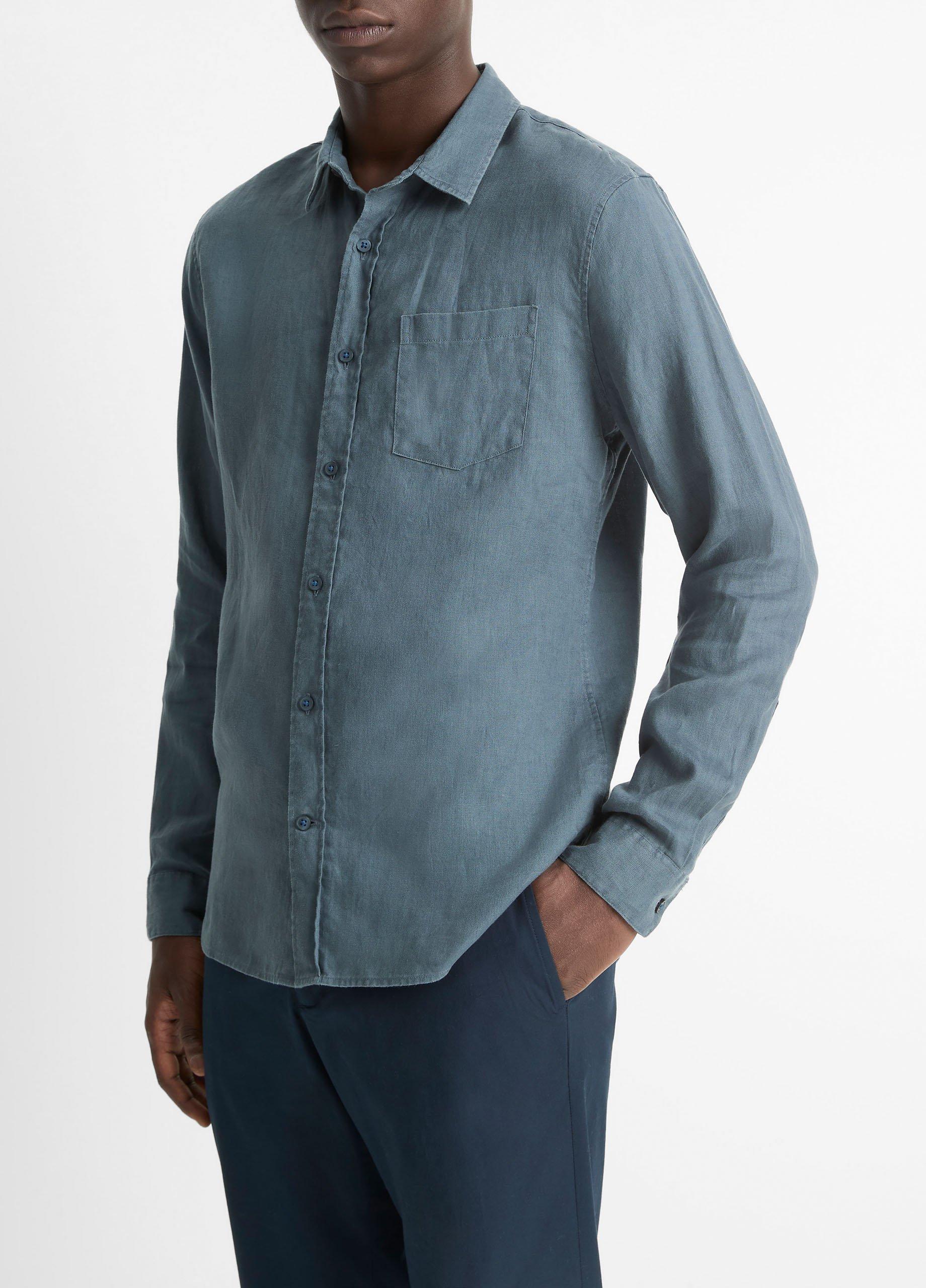 Linen Long-Sleeve Shirt in Shirts | Vince