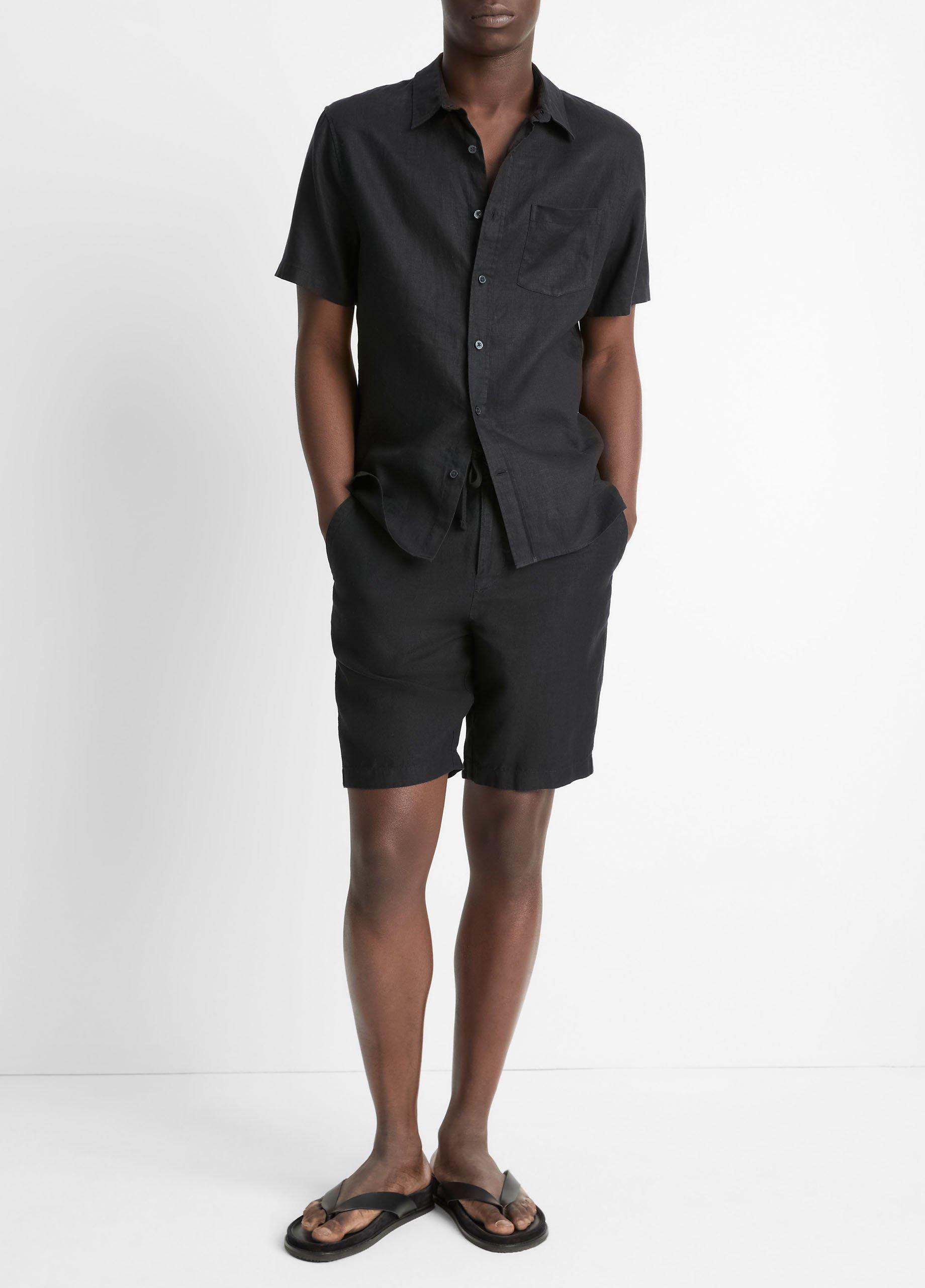 ★ LMC★ GLOBE LINEN SHORT SLV SHIRT black 0LM23SSH106BLK LMC Globe Linen Short Slv Shirt - Black | International Store